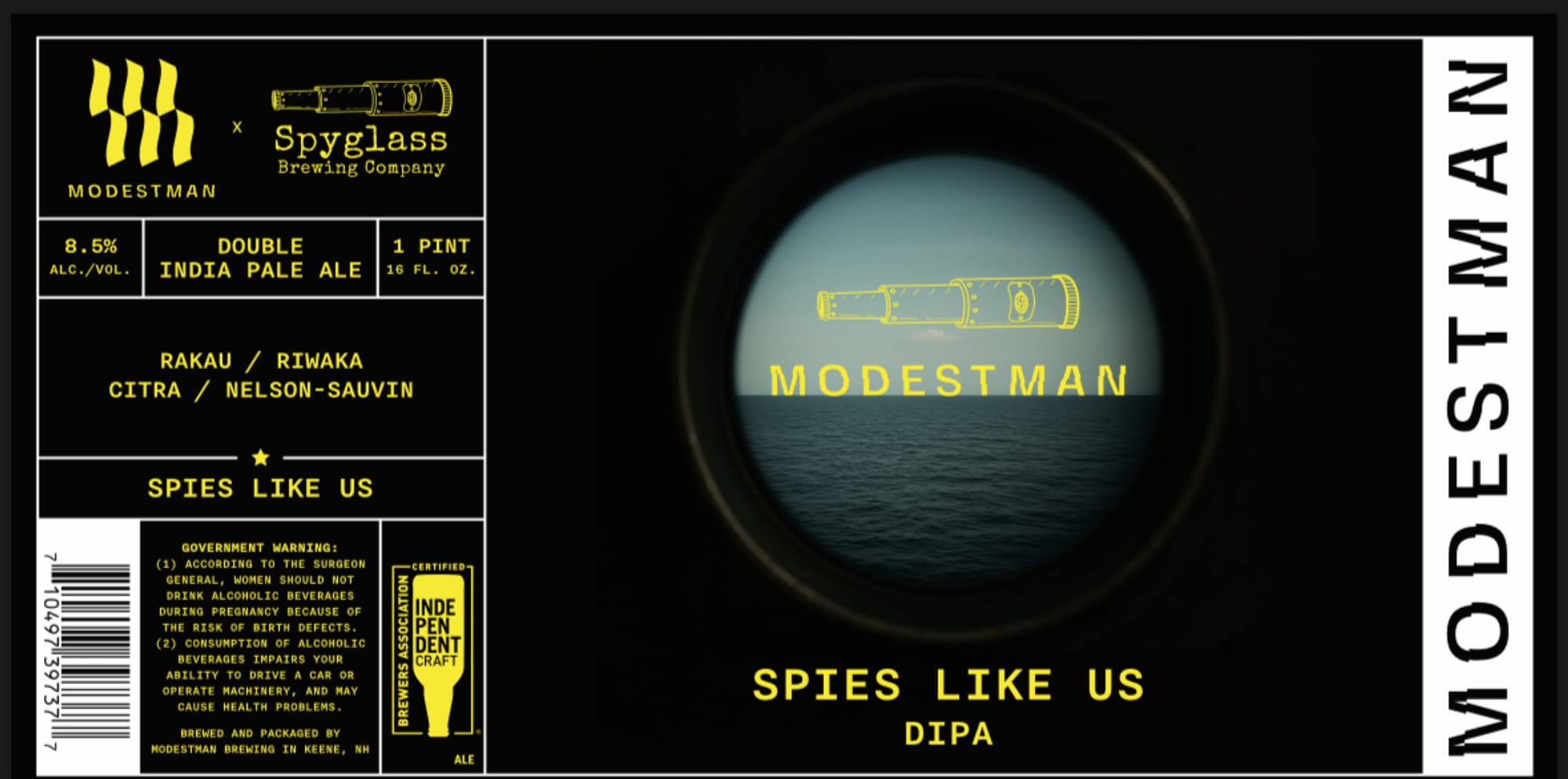 Modest Man DIPA by Modest Man Brewing Company - beer label