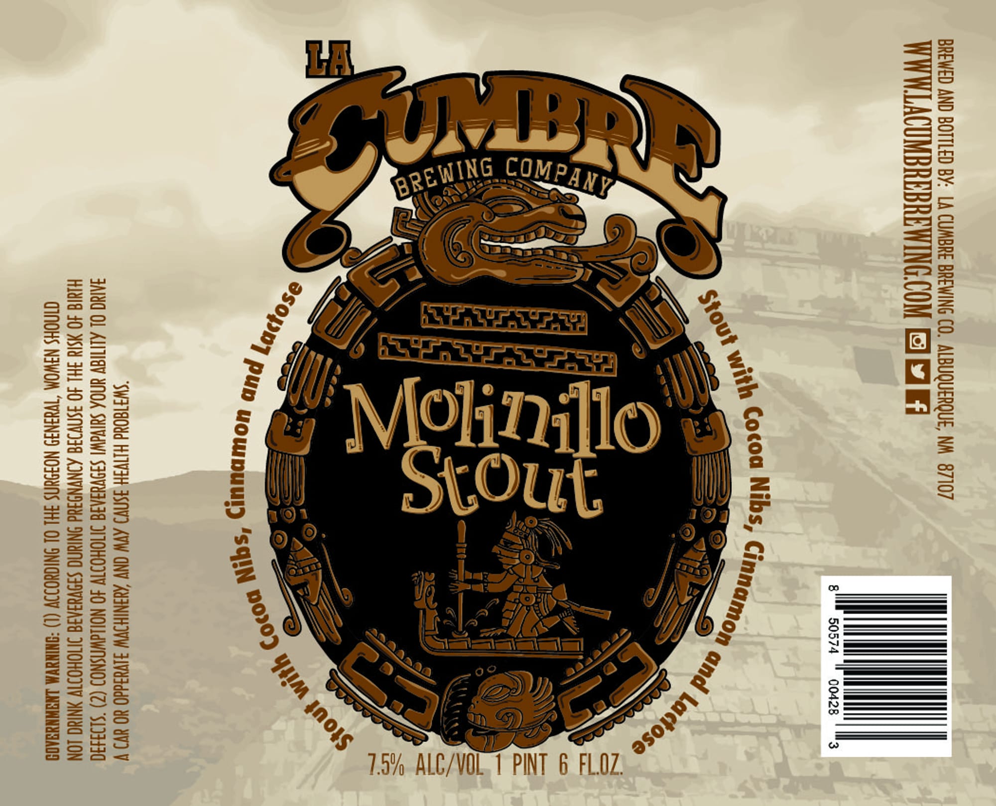 Molinillo Stout by La Cumbre Brewing Company - beer label
