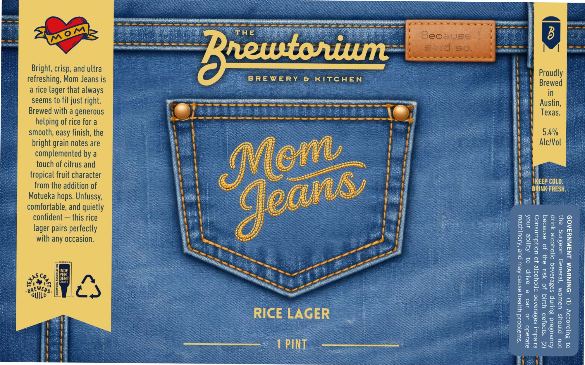 Mom Jeans by Brewtorium Brewery & Kitchen - beer label