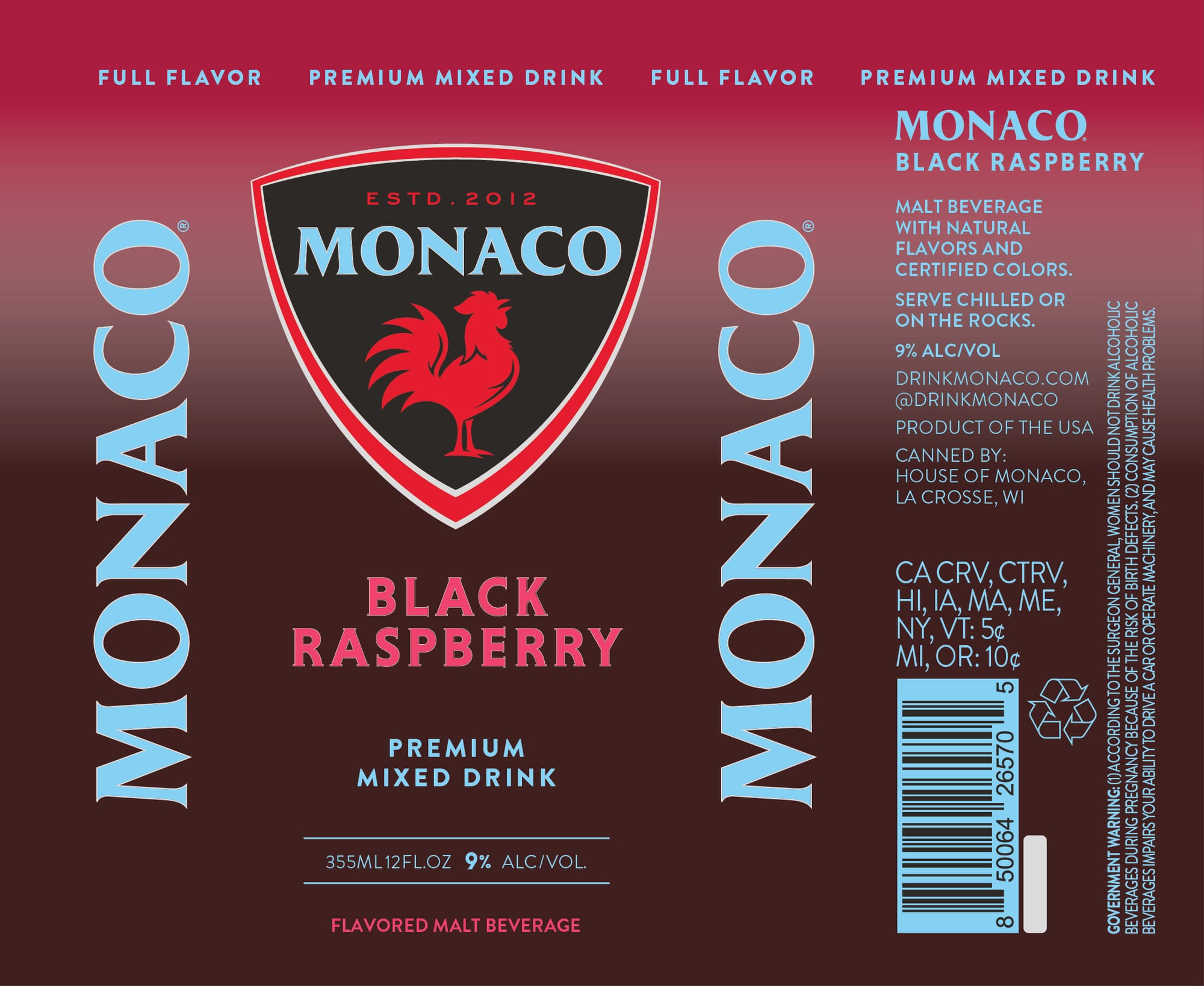 Monaco Black Raspberry by House of Monaco - beer label