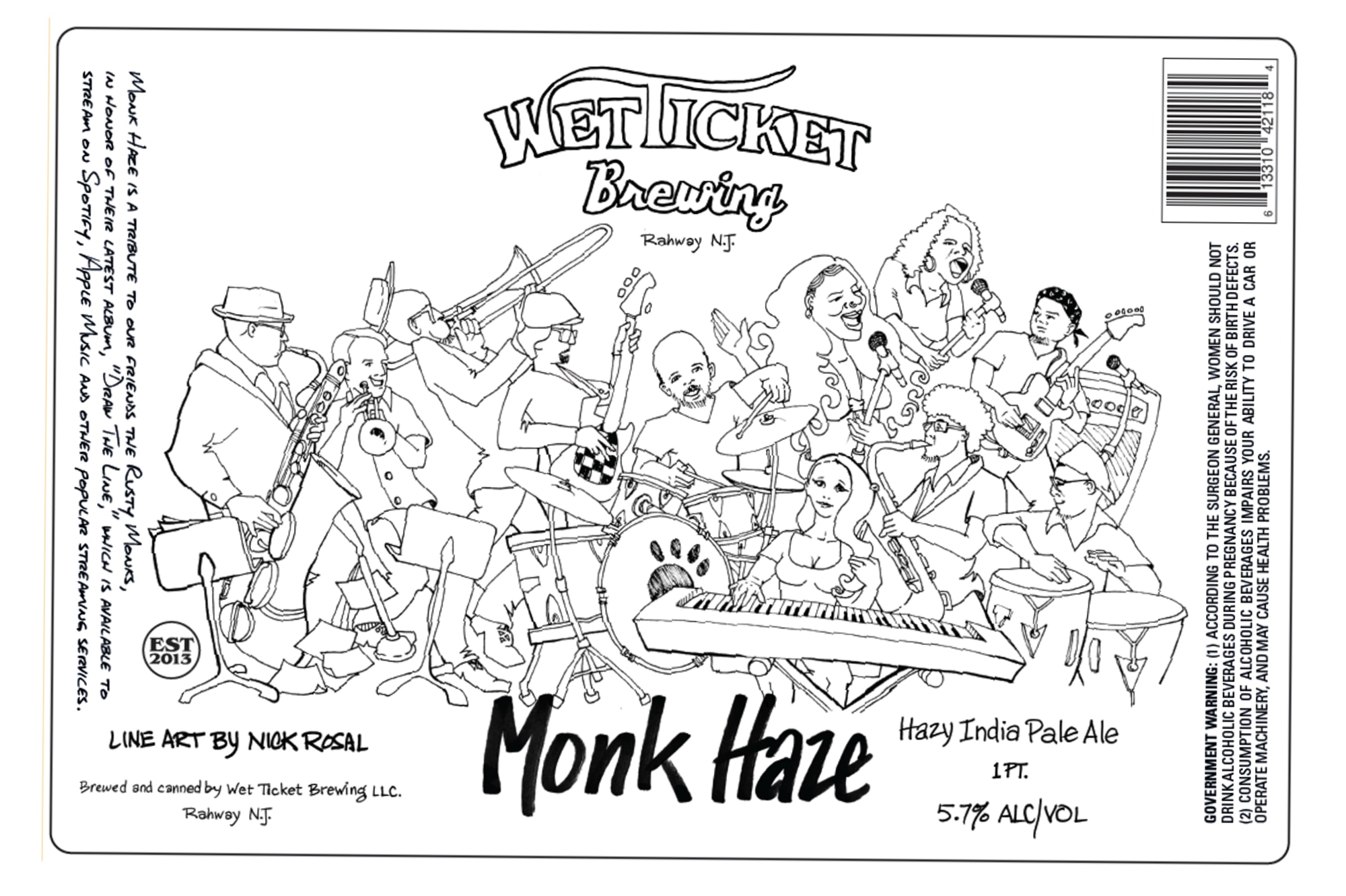 Monk Haze by Wet Ticket Brewing - beer label