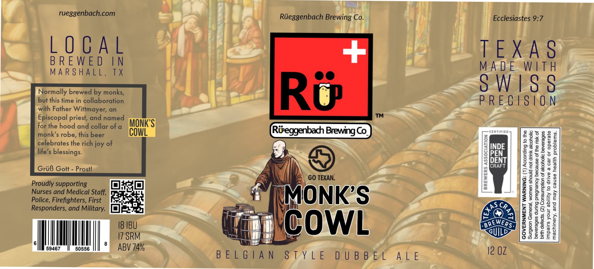Monk’s Cowl by Rüeggbach Brewing Co. - beer label