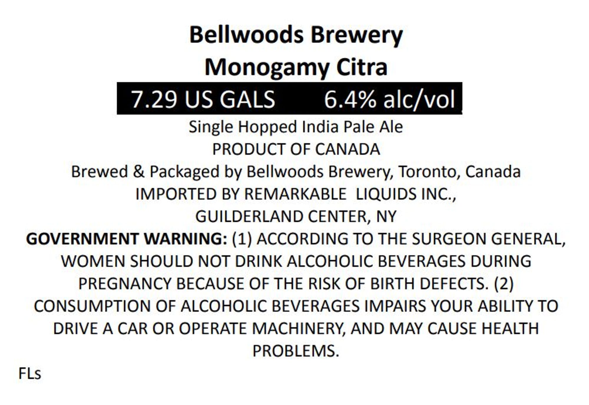 Monogamy Citra by Bellwoods Brewery - beer label