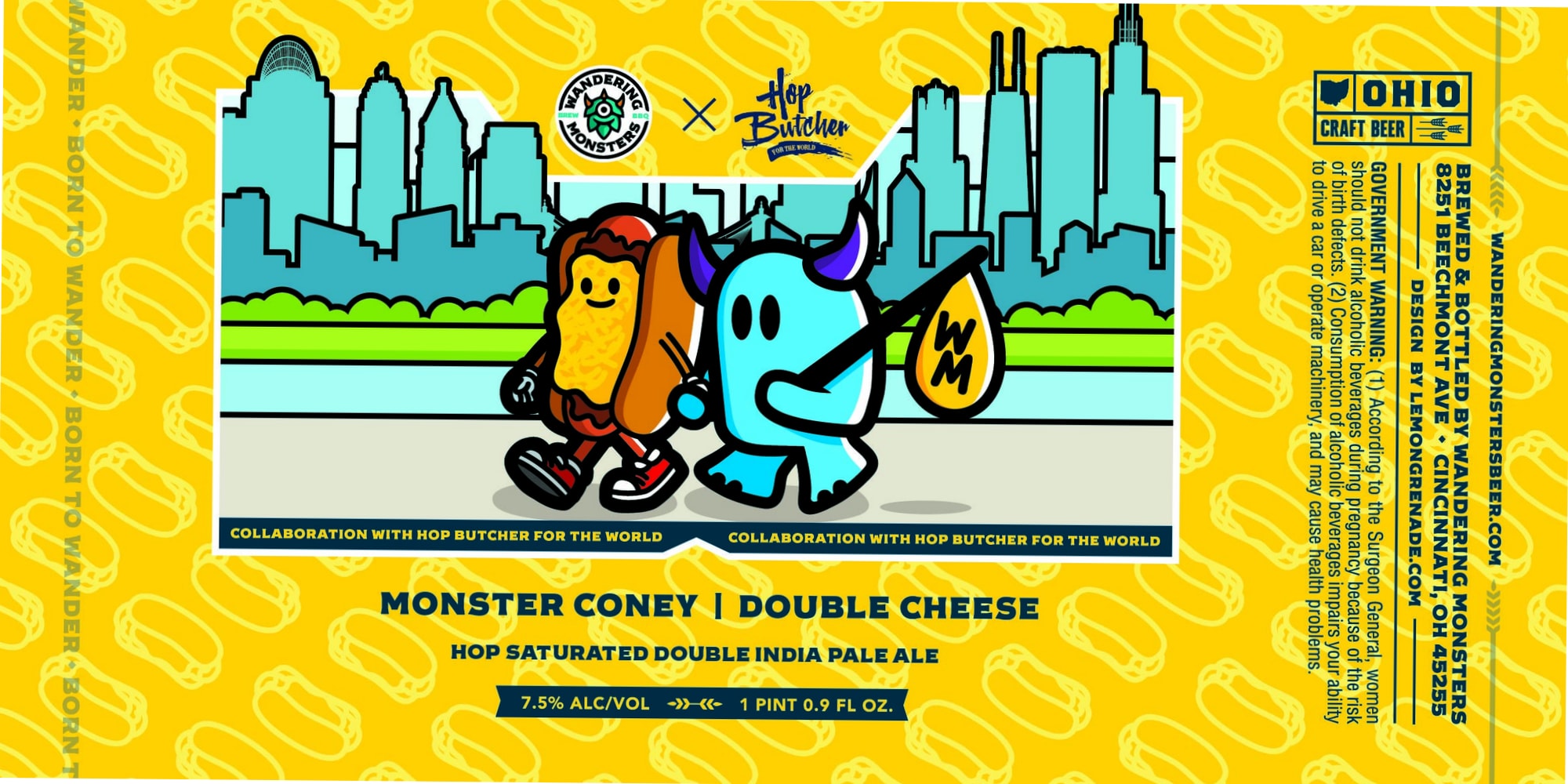 Monster Coney Double Cheese by Wandering Monster Beer - beer label