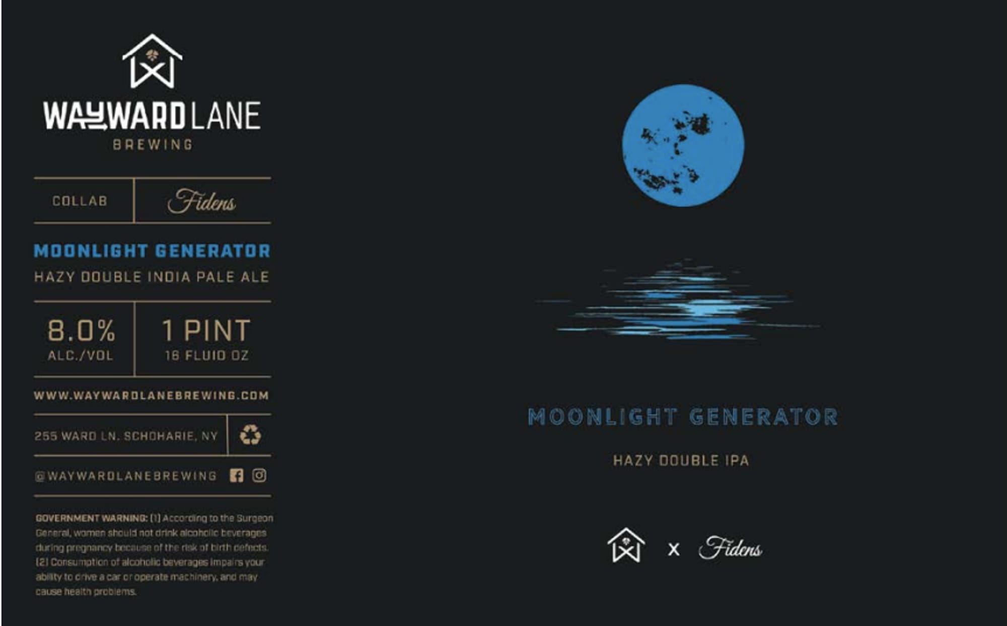 Moonlight Generator by Wayward Lane Brewing - beer label