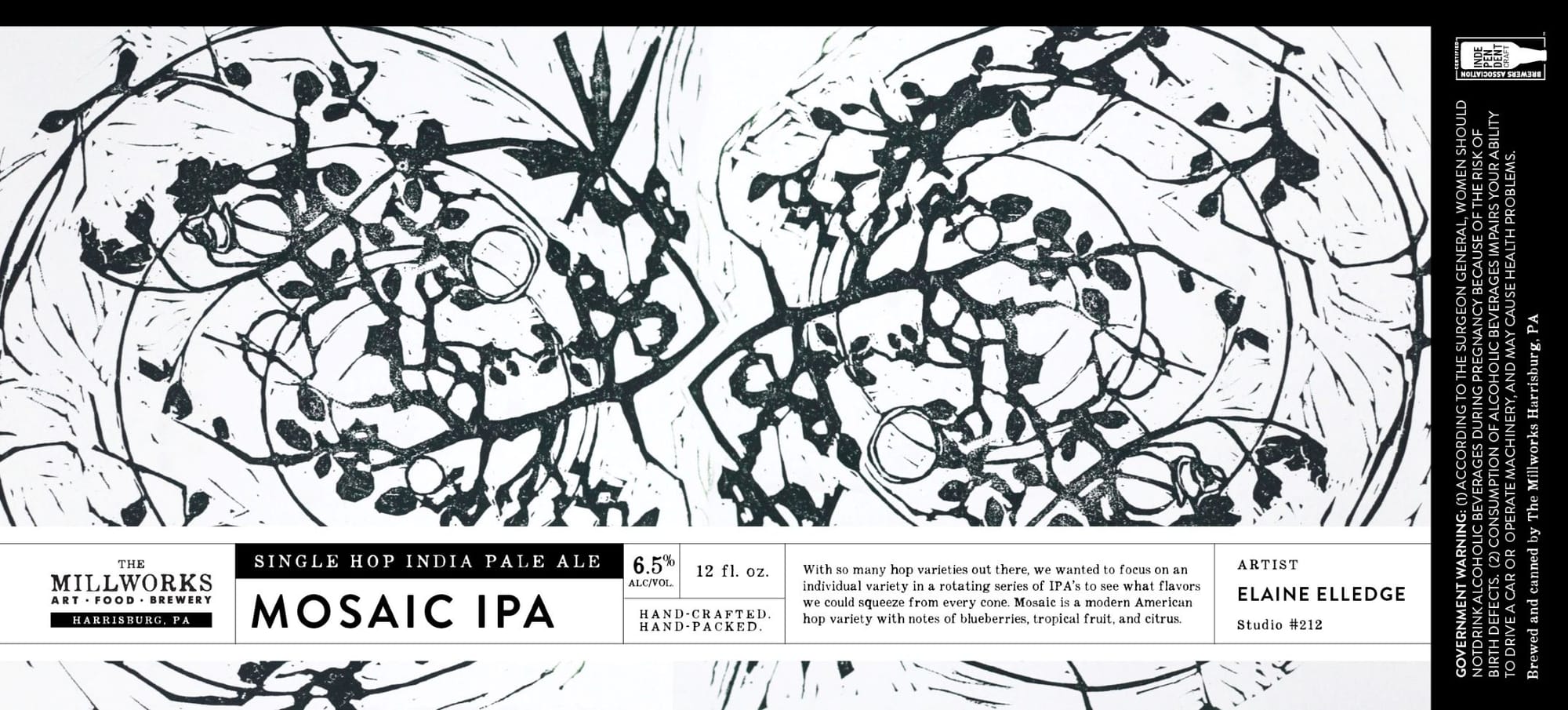 Mosaic IPA by The Millworks - beer label
