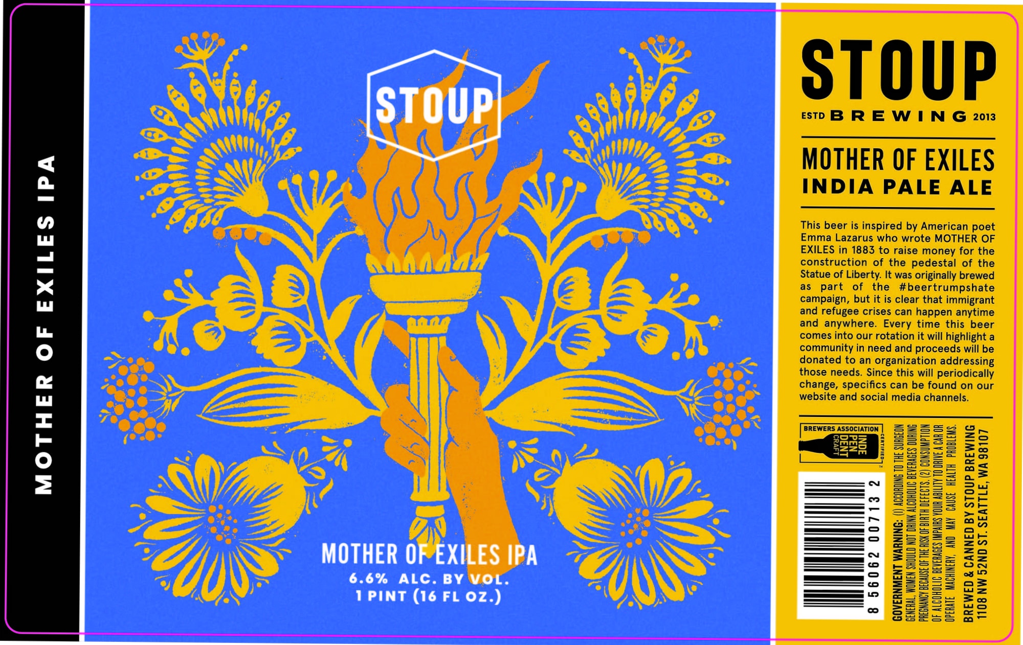 Mother of Exiles IPA by Stoup Brewing - beer label