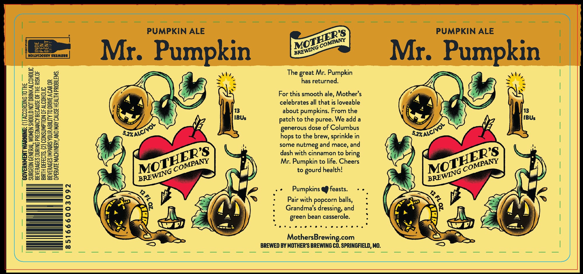 Mr. Pumpkin by Mother's Brewing Company - beer label