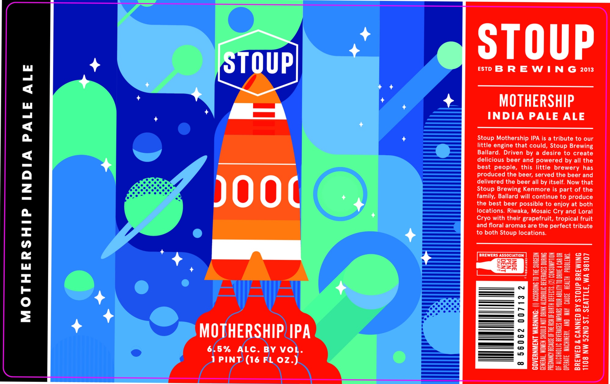 MotherShip IPA by Stoup Brewing - beer label