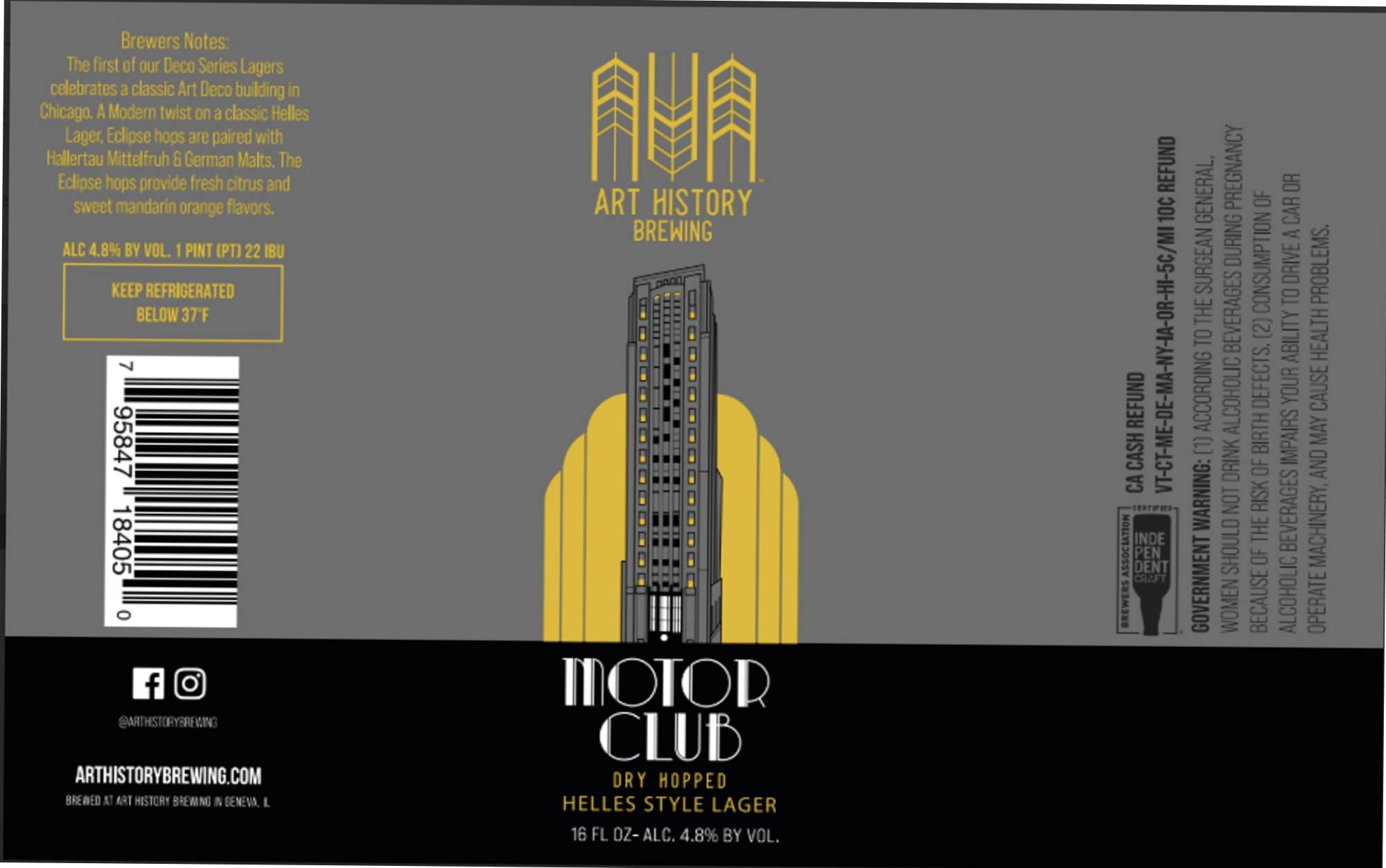 Motor Club by Art History Brewing - beer label