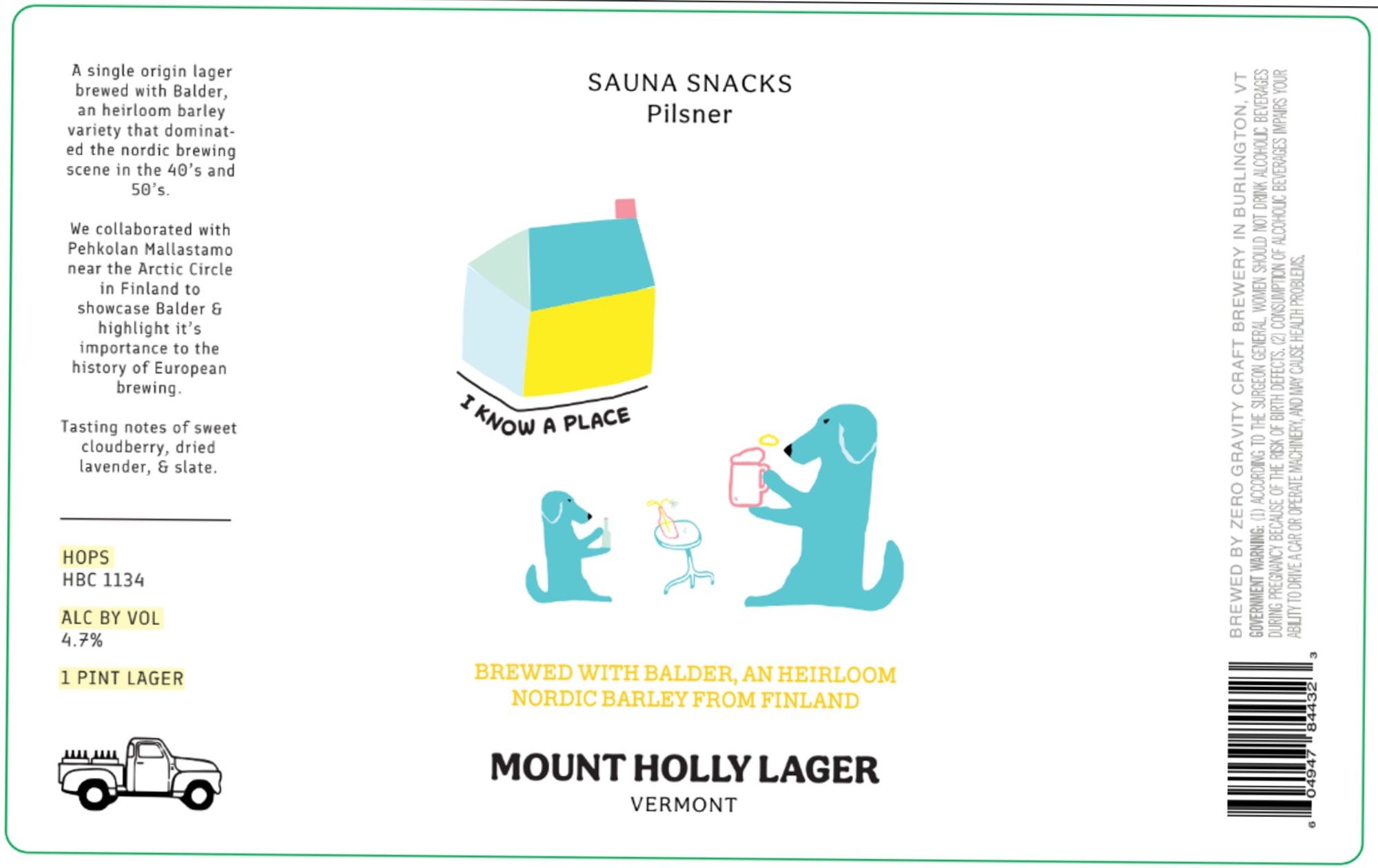 Mount Holly Lager by Zero Gravity Craft Brewery - beer label
