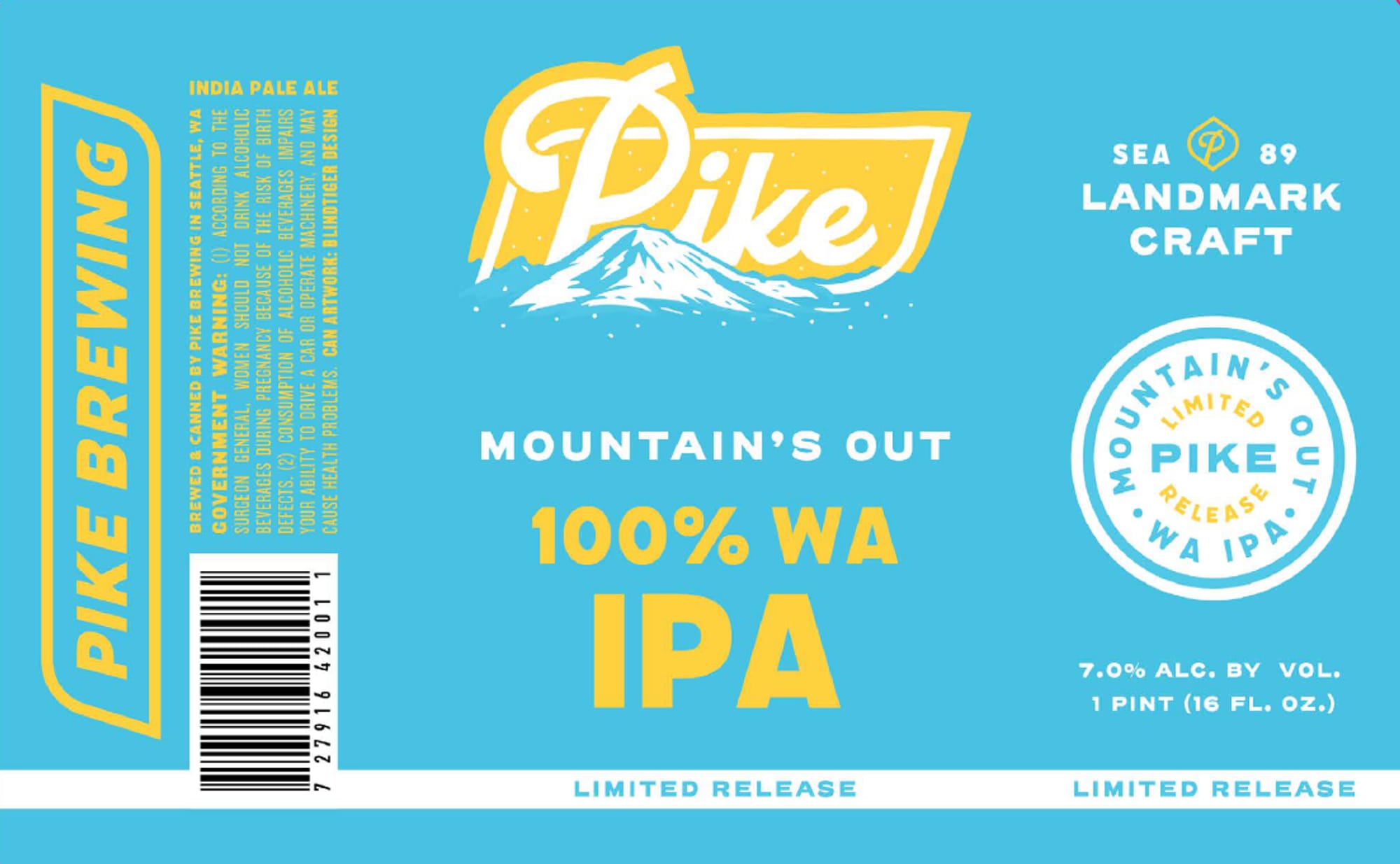 Mountain’s Out IPA by Pike Brewing - beer label