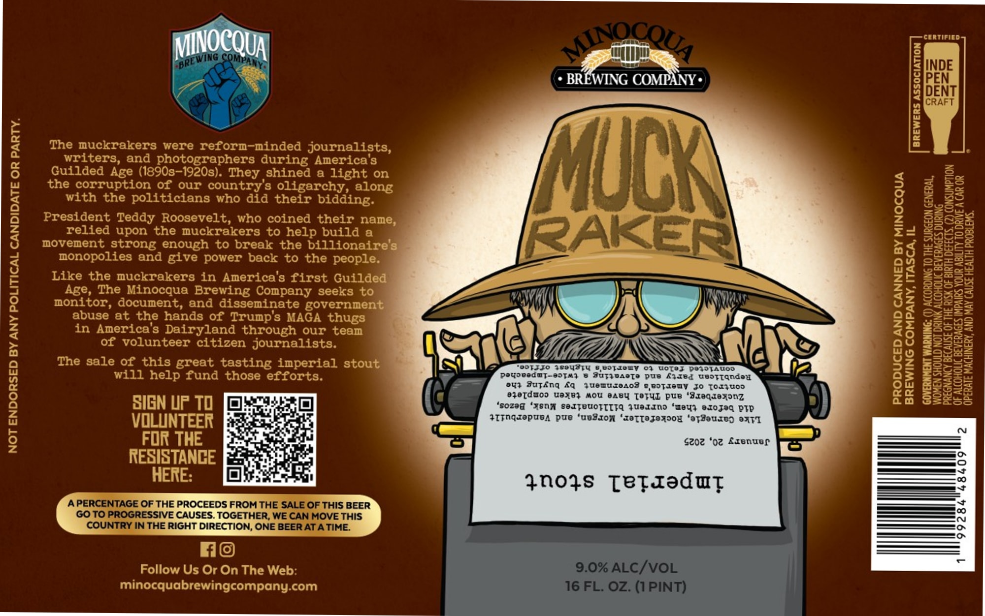 Muckraker by Minocqua Brewing Company - beer label