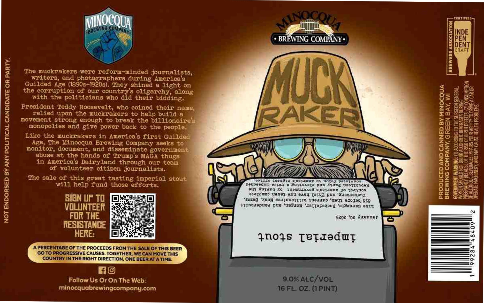 Muckraker by Minocqua Brewing Company - beer label