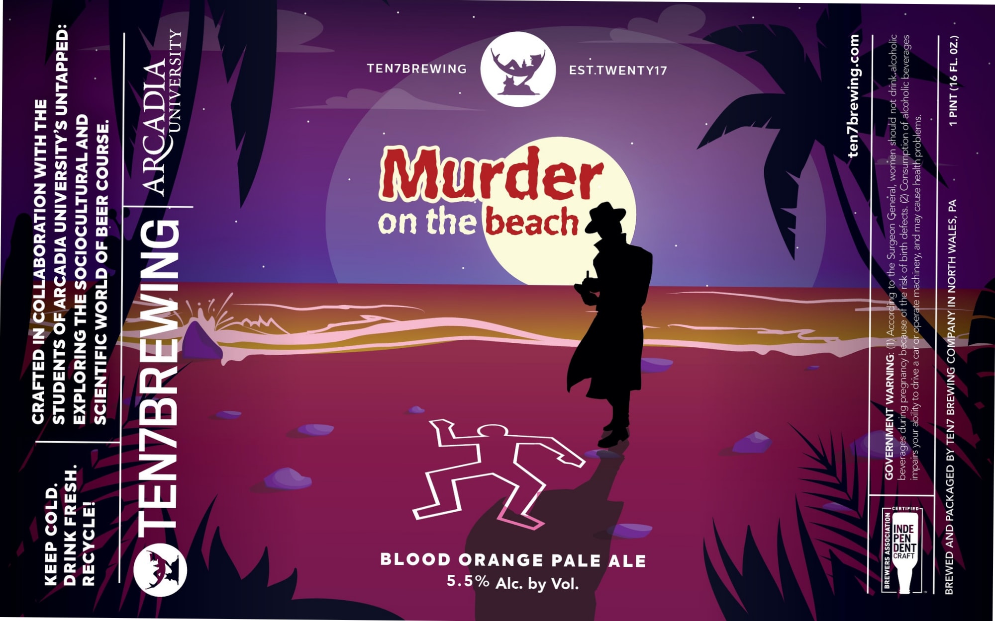Murder on the Beach by Ten7 Brewing - beer label