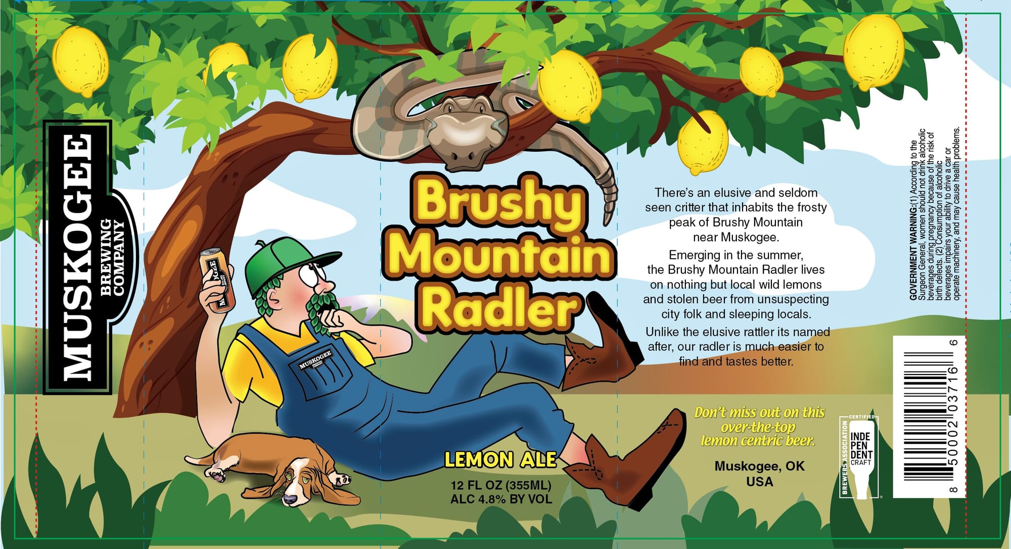 Brushy Mountain Radler by Muskogee Brewing Company - beer label