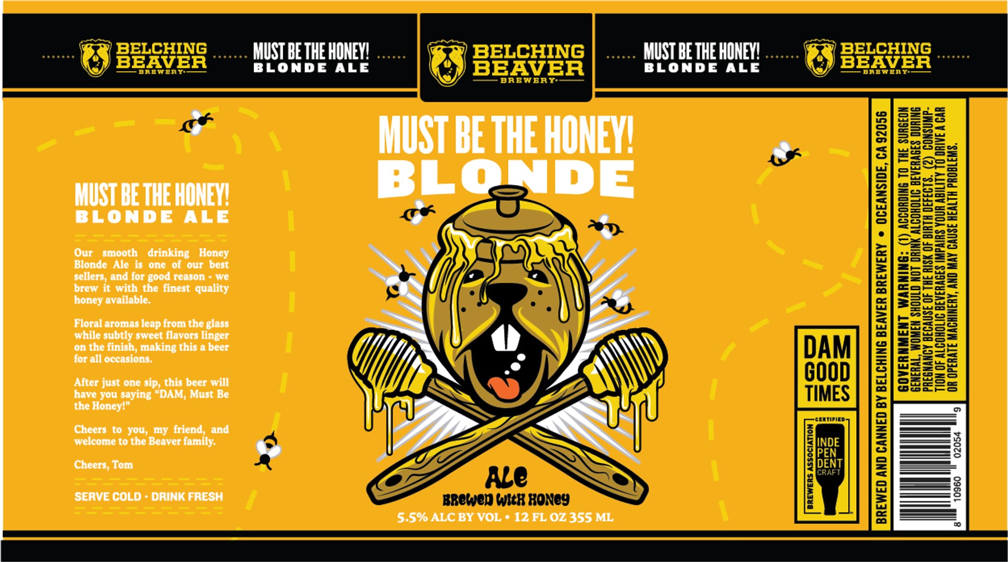 Must Be The Honey by Belching Beaver Brewery - beer label