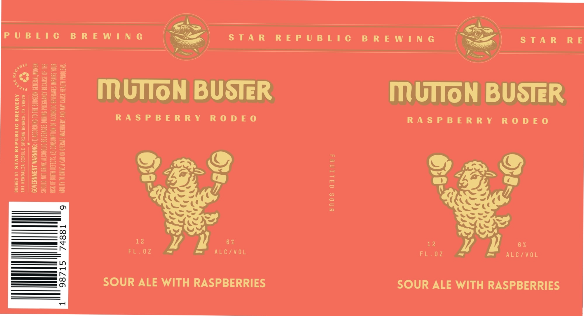 Mutton Buster Raspberry Rodeo by Public Brewing & Star Republic Brewing - beer label