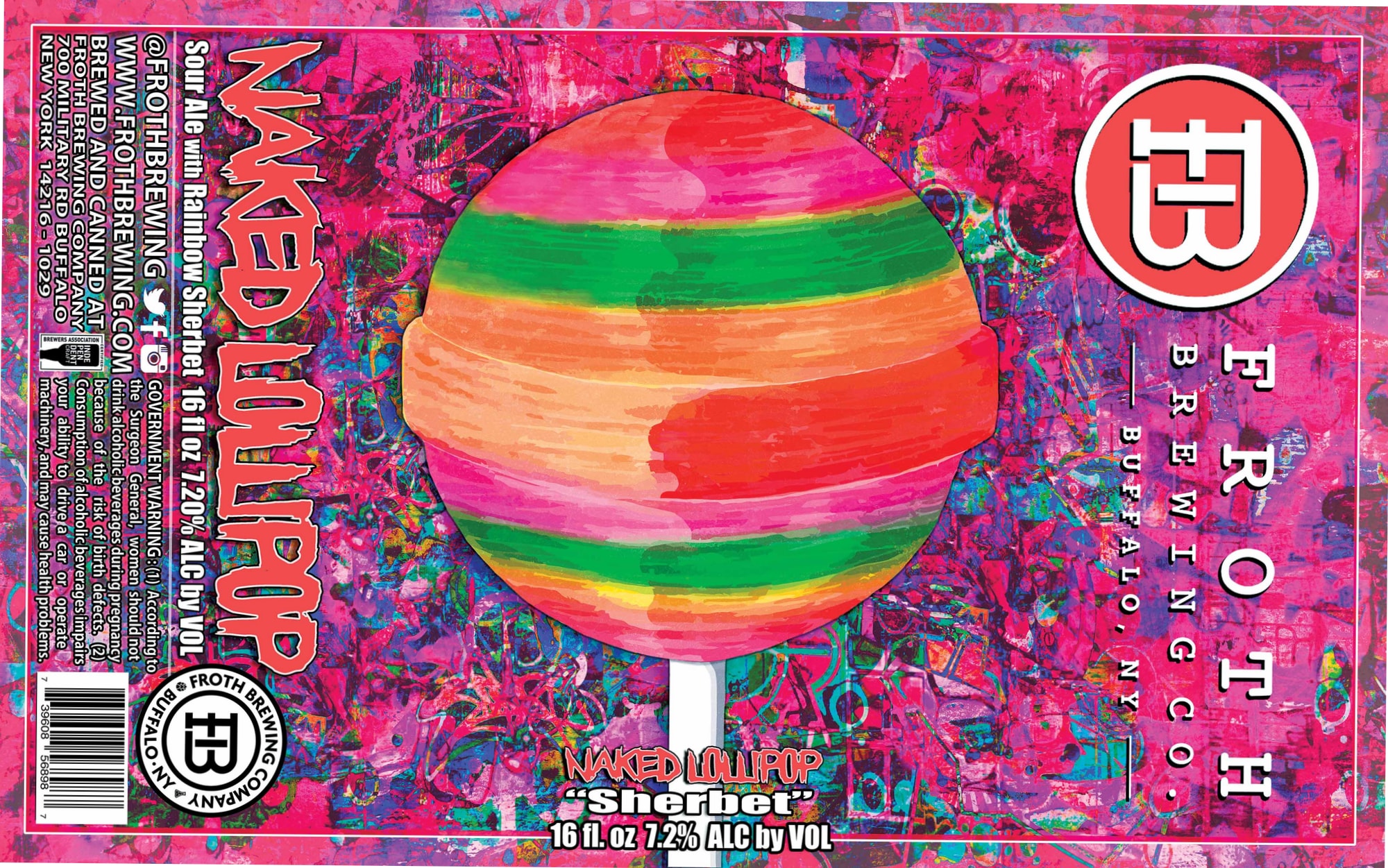 Naked LollipoP "Sherbet" by Froth Brewing Co. - beer label