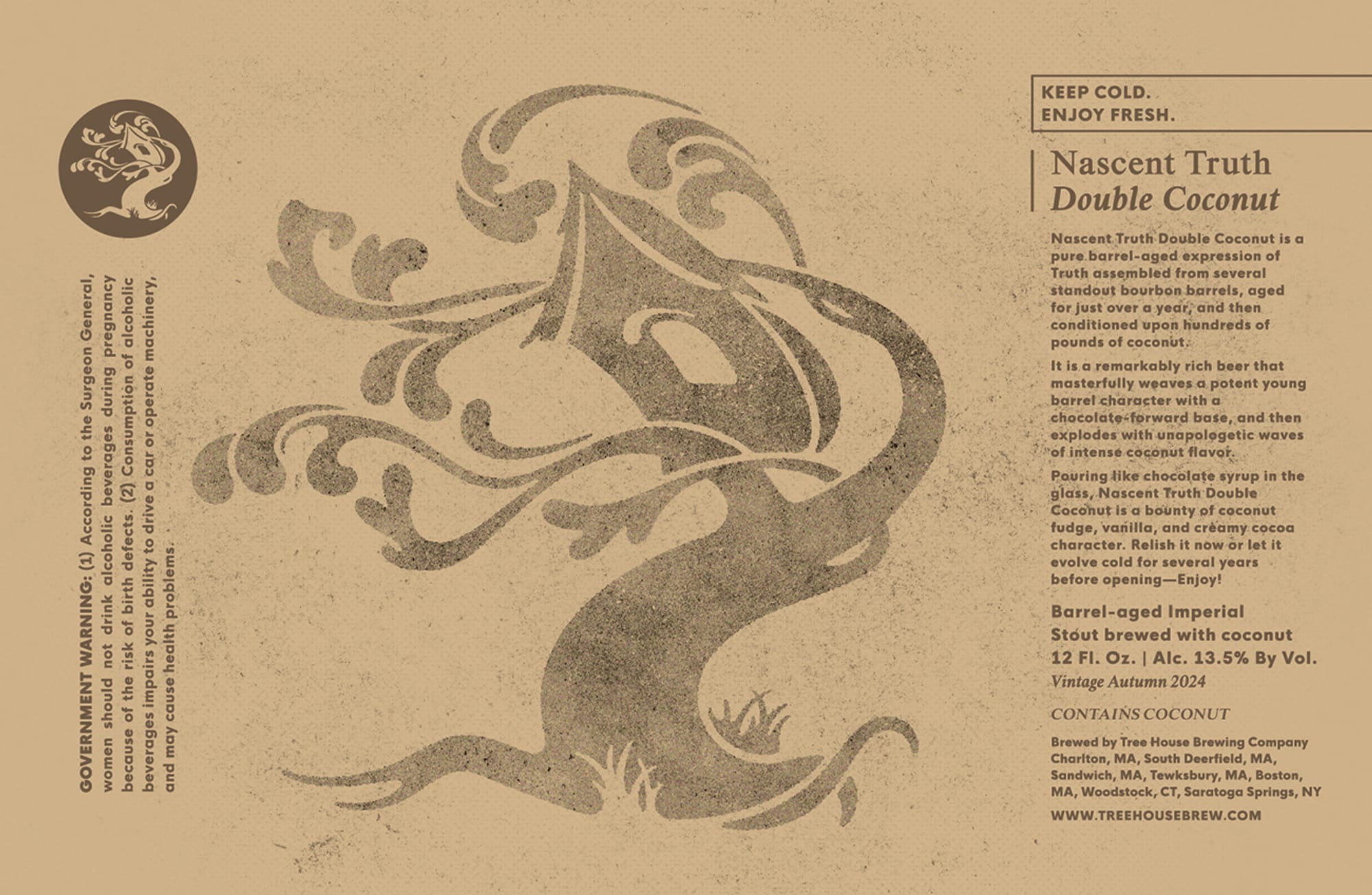 Nascent Truth Double Coconut by Tree House Brewing Company - beer label