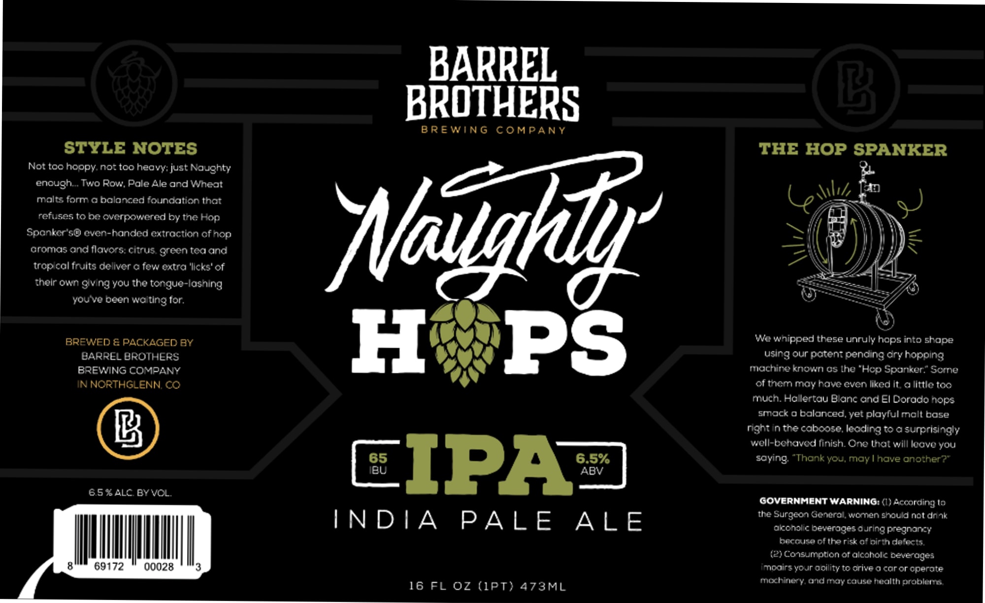 Naughty Hops by Barrel Brothers Brewing Company - beer label