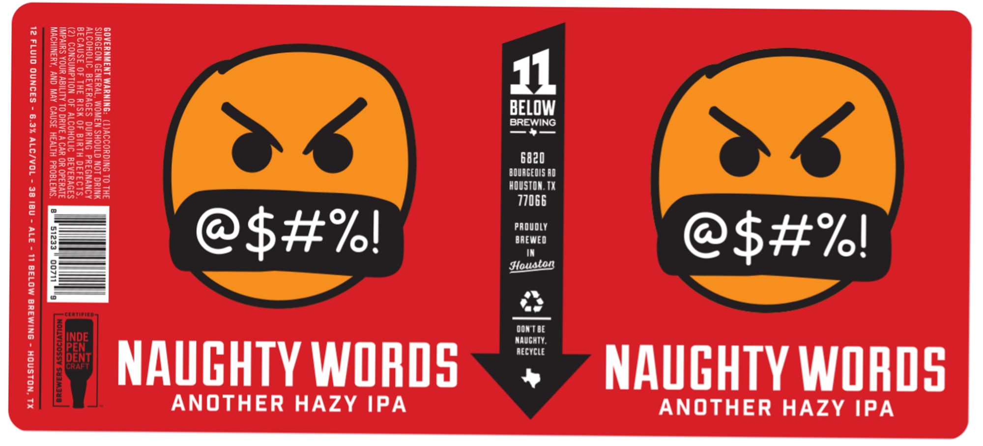 Naughty Words by 11 Below Brewing - beer label