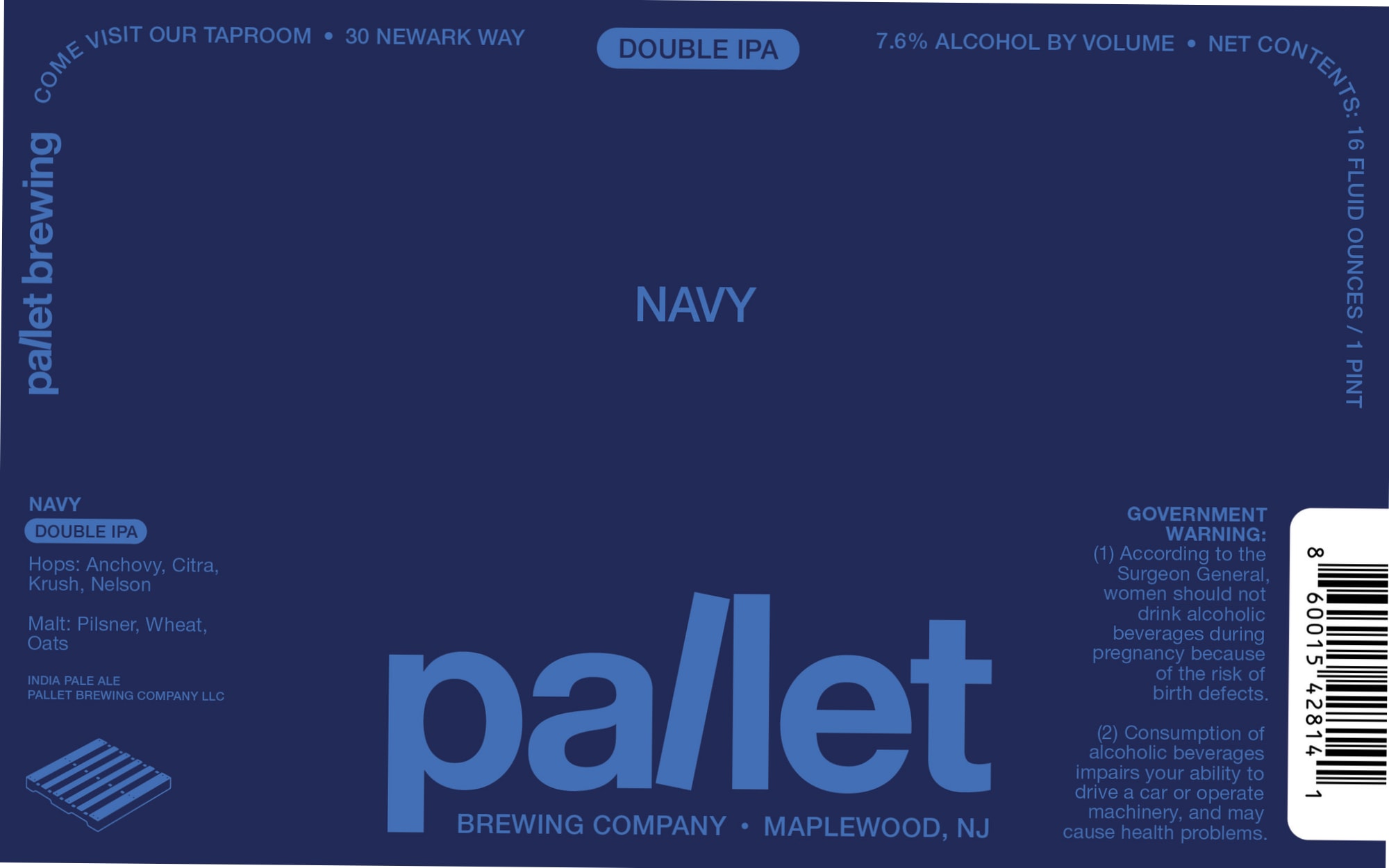 Navy by Pallet Brewing Company - beer label