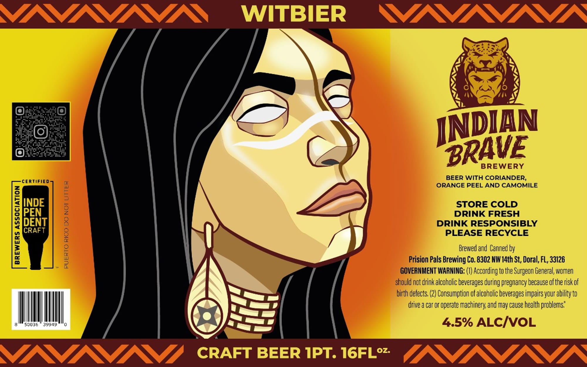 Witbier by Indian Brave Brewery - beer label