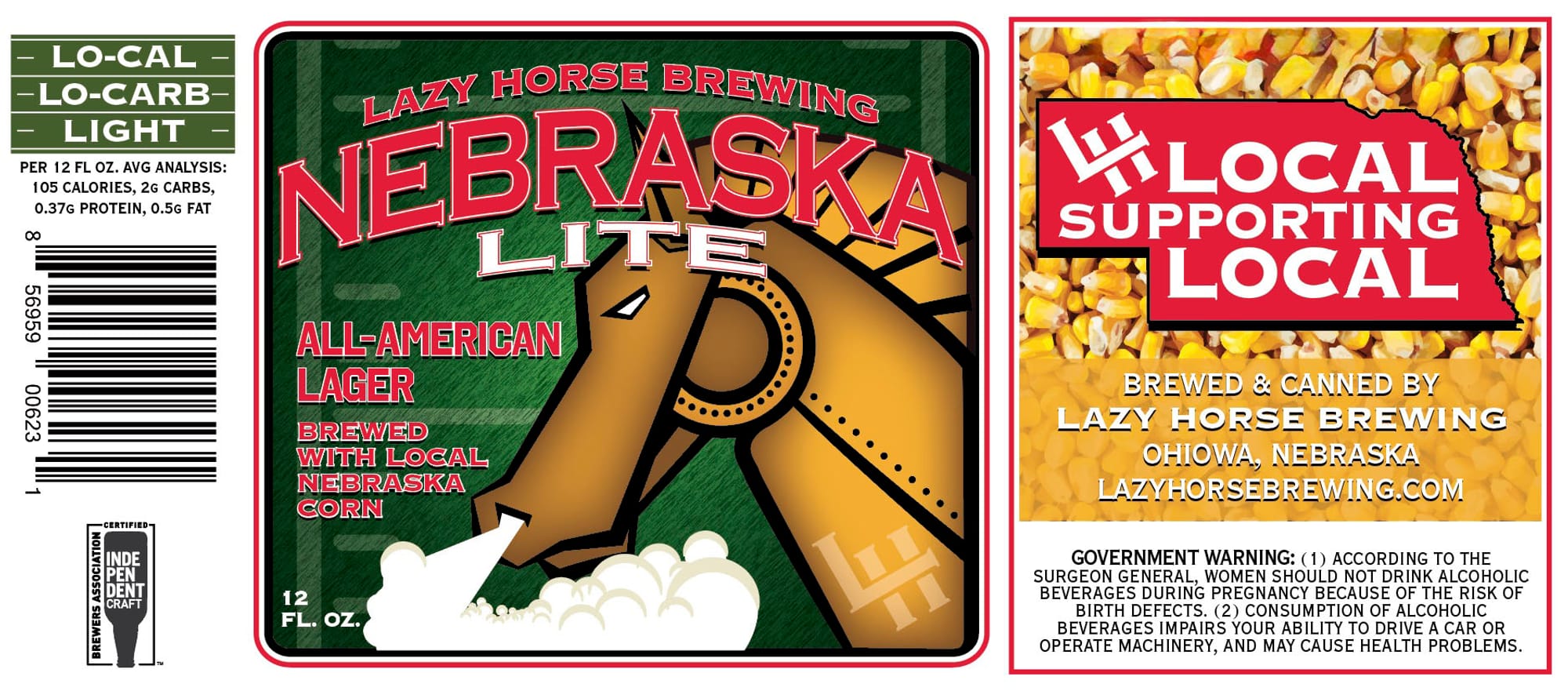 Nebraska Lite by Lazy Horse Brewing - beer label