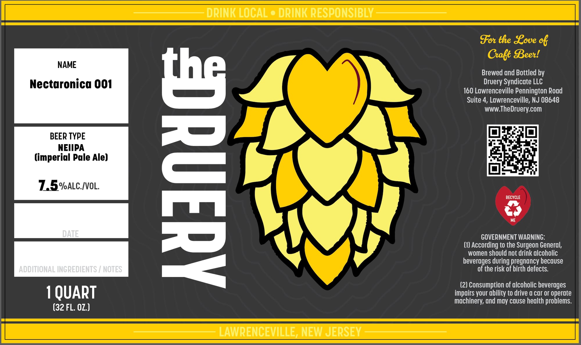 Nectaronica 001 by The Drury Syndicate LLC - beer label
