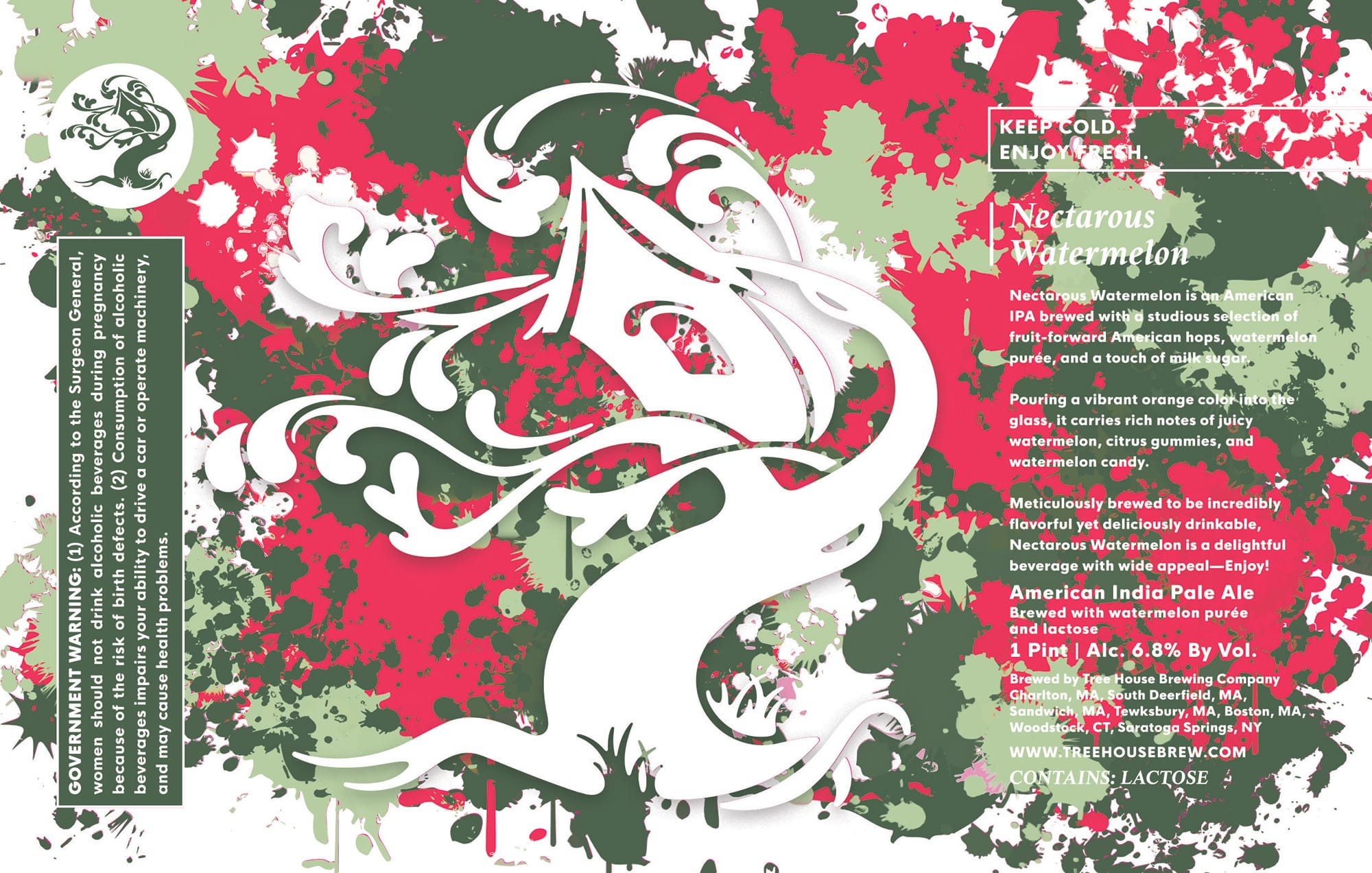 Nectarous Watermelon by Tree House Brewing Company - beer label