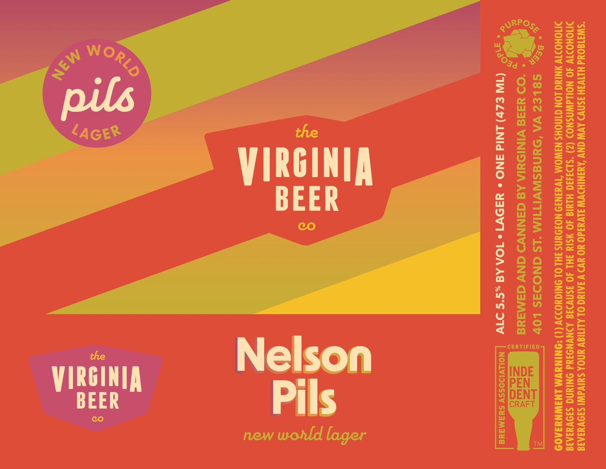 Nelson Pils by The Virginia Beer Co. - beer label