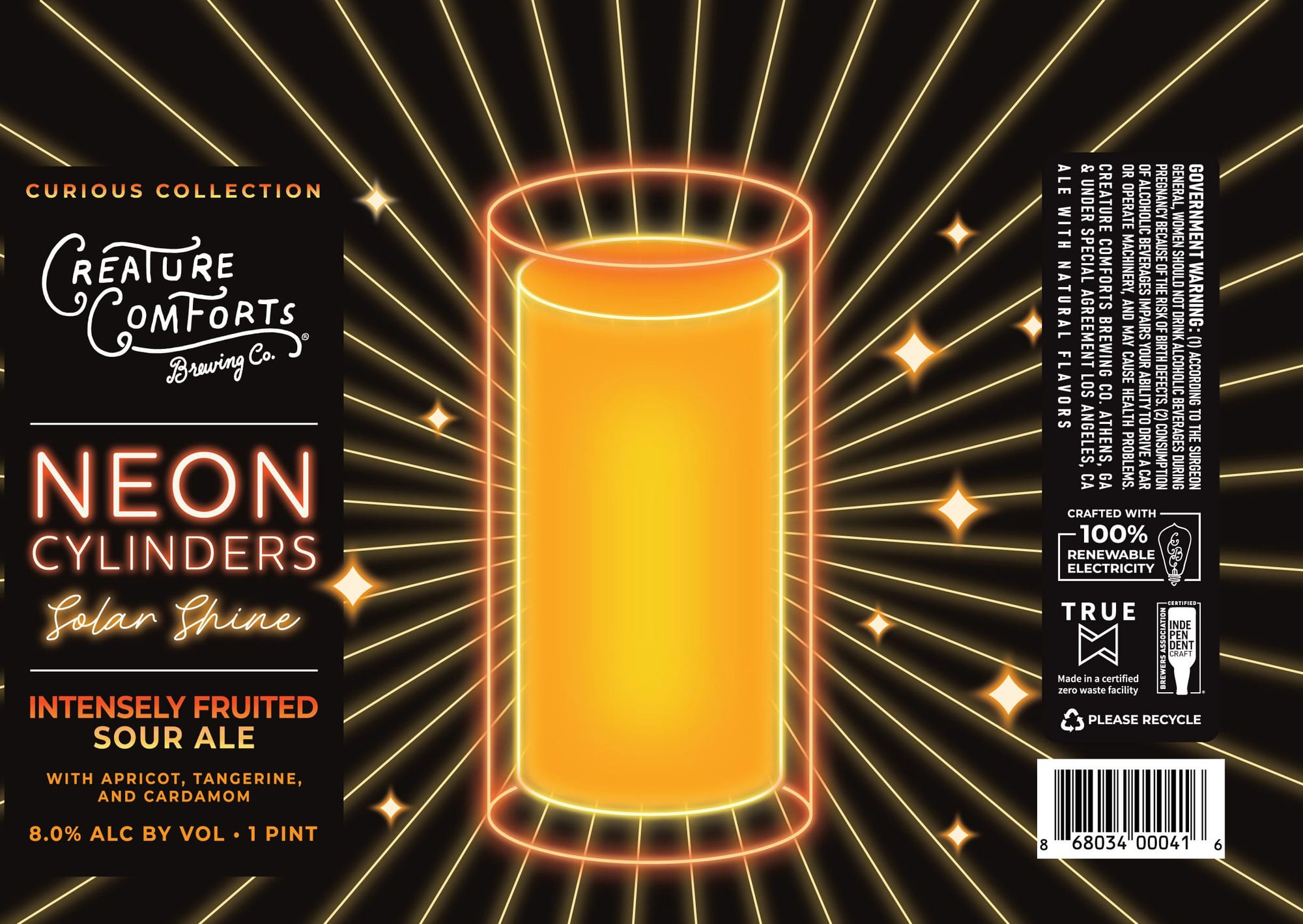 Neon Cylinders by Creature Comforts Brewing Co. - beer label