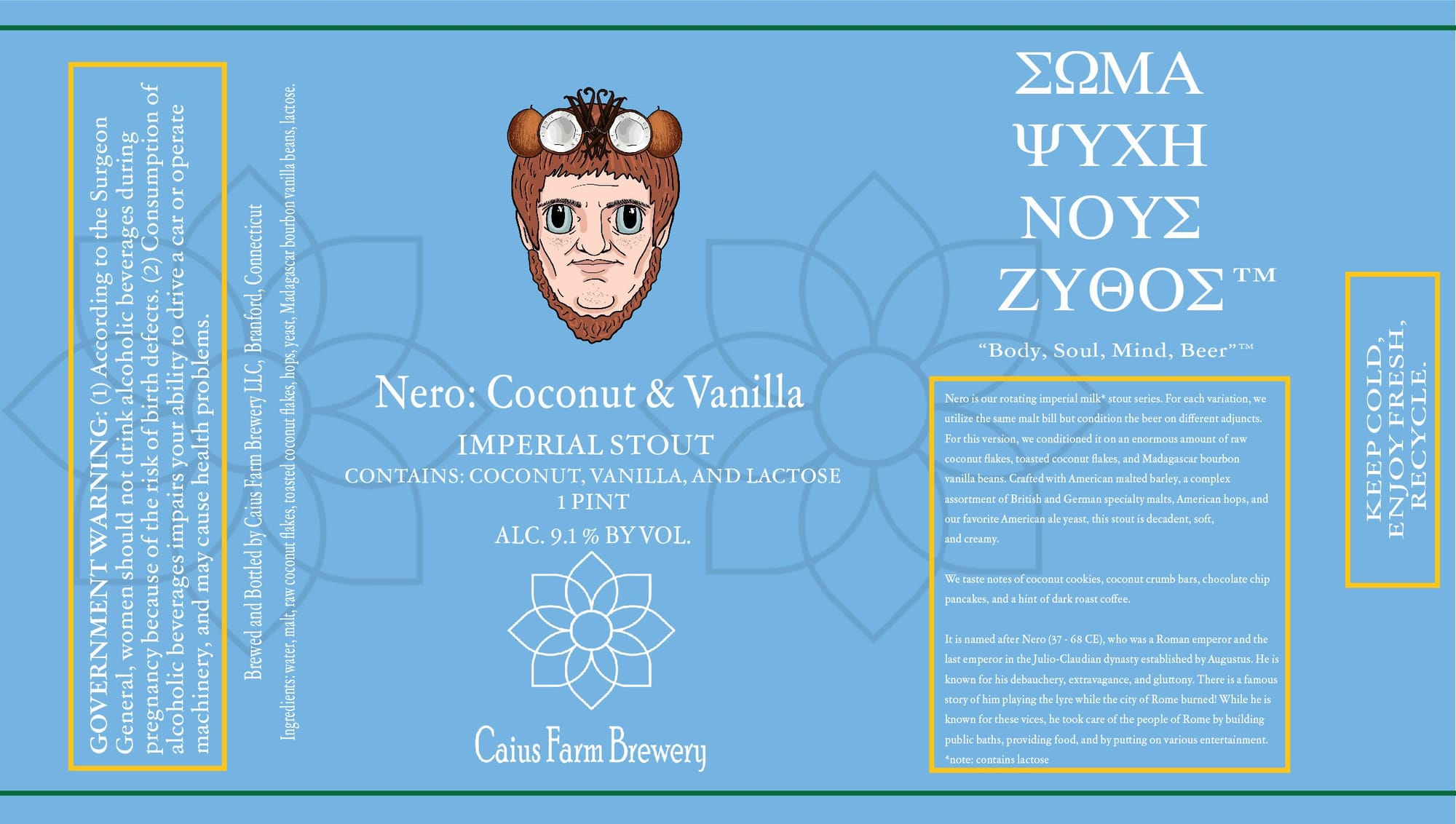 Nero: Coconut & Vanilla by Caius Farm Brewery - beer label