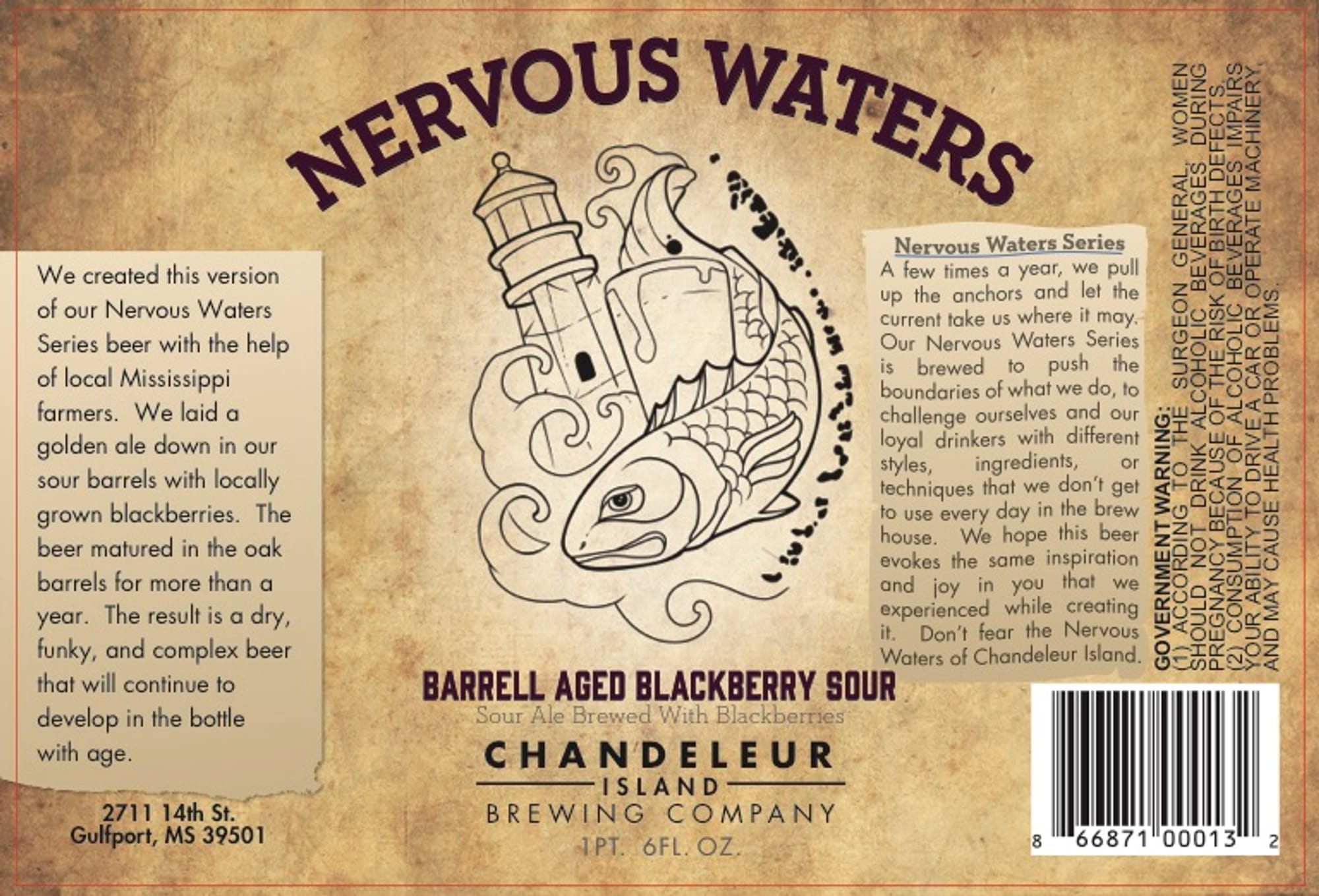 Barrel Aged Blackberry Sour by Chandeleur Brewing Company - beer label
