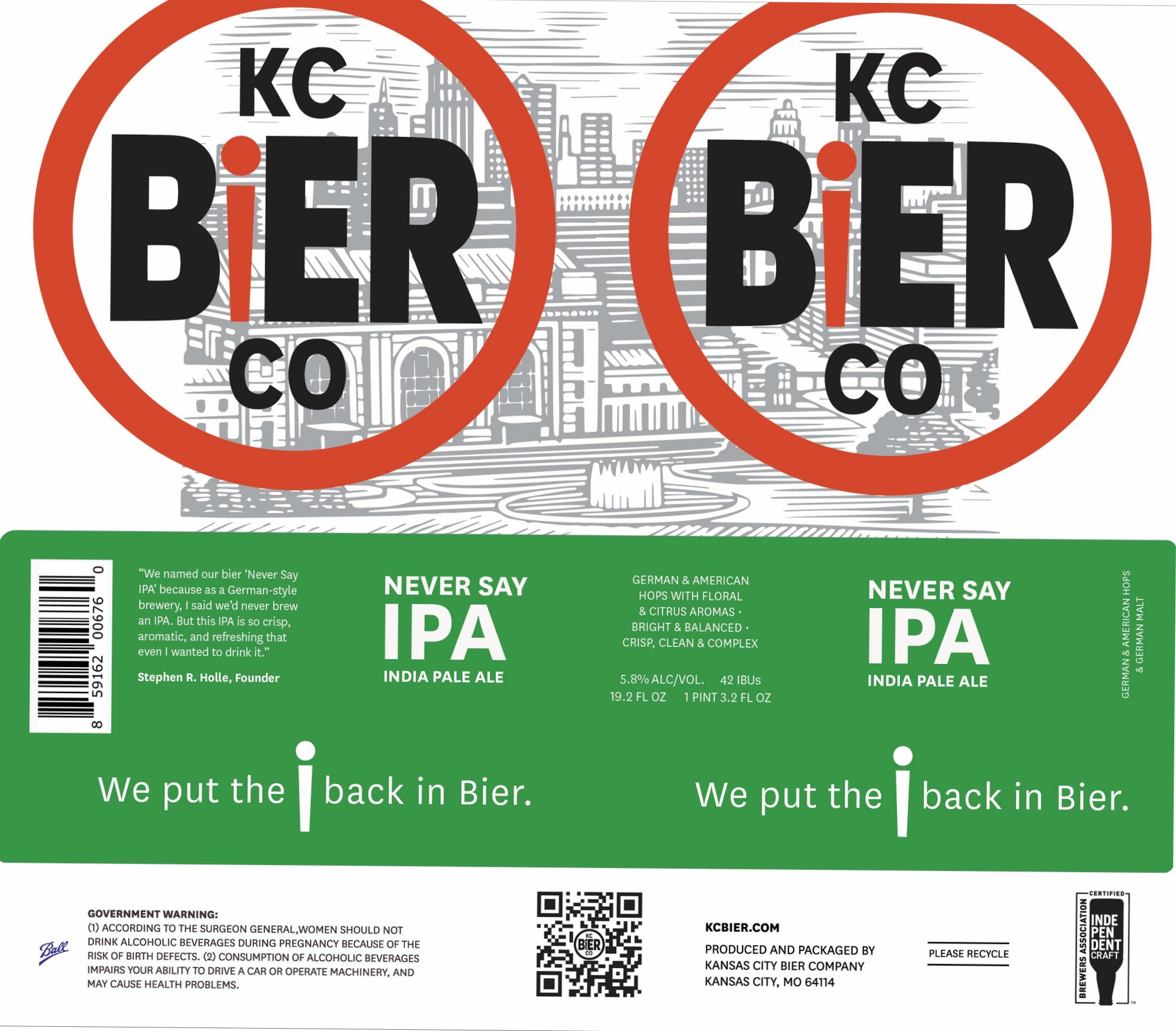 Never Say IPA by KC Bier Co. - beer label