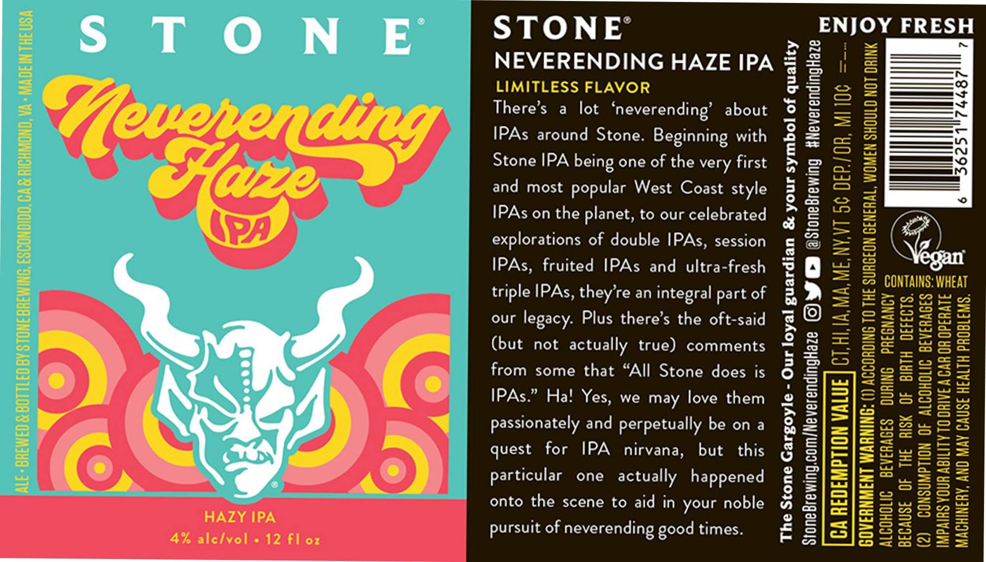 Neverending Haze IPA by Stone Brewing - beer label
