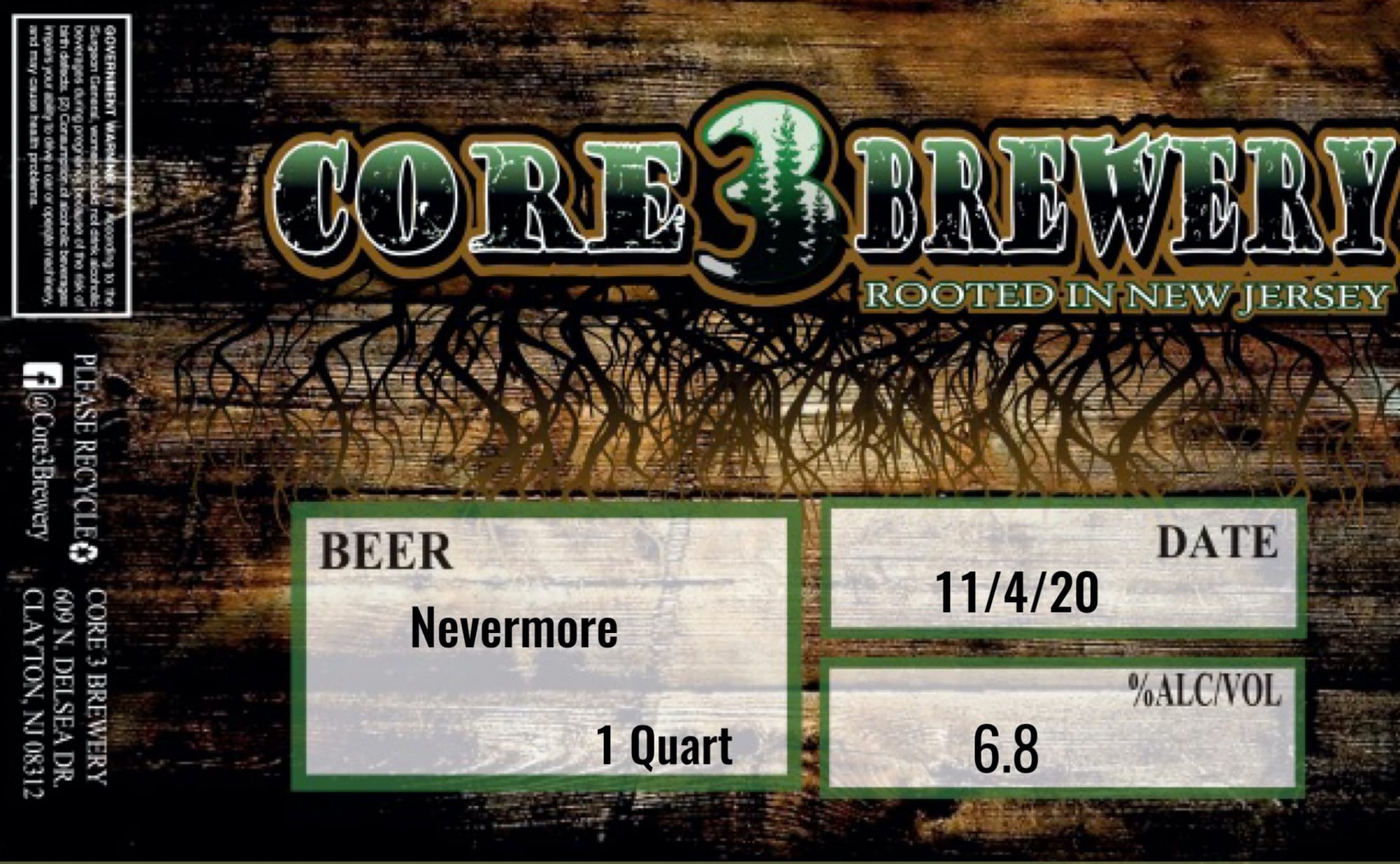 Nevermore by Core3 Brewery - beer label