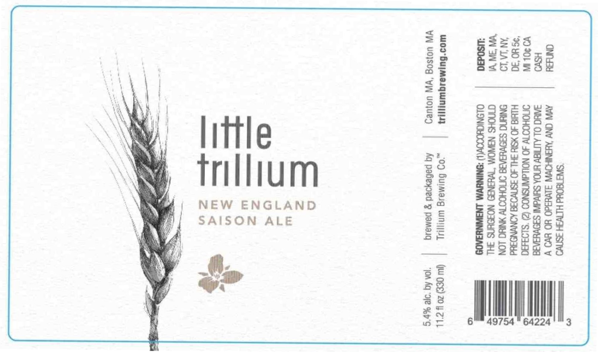 New England Ale by Trillium Brewing Co. - beer label