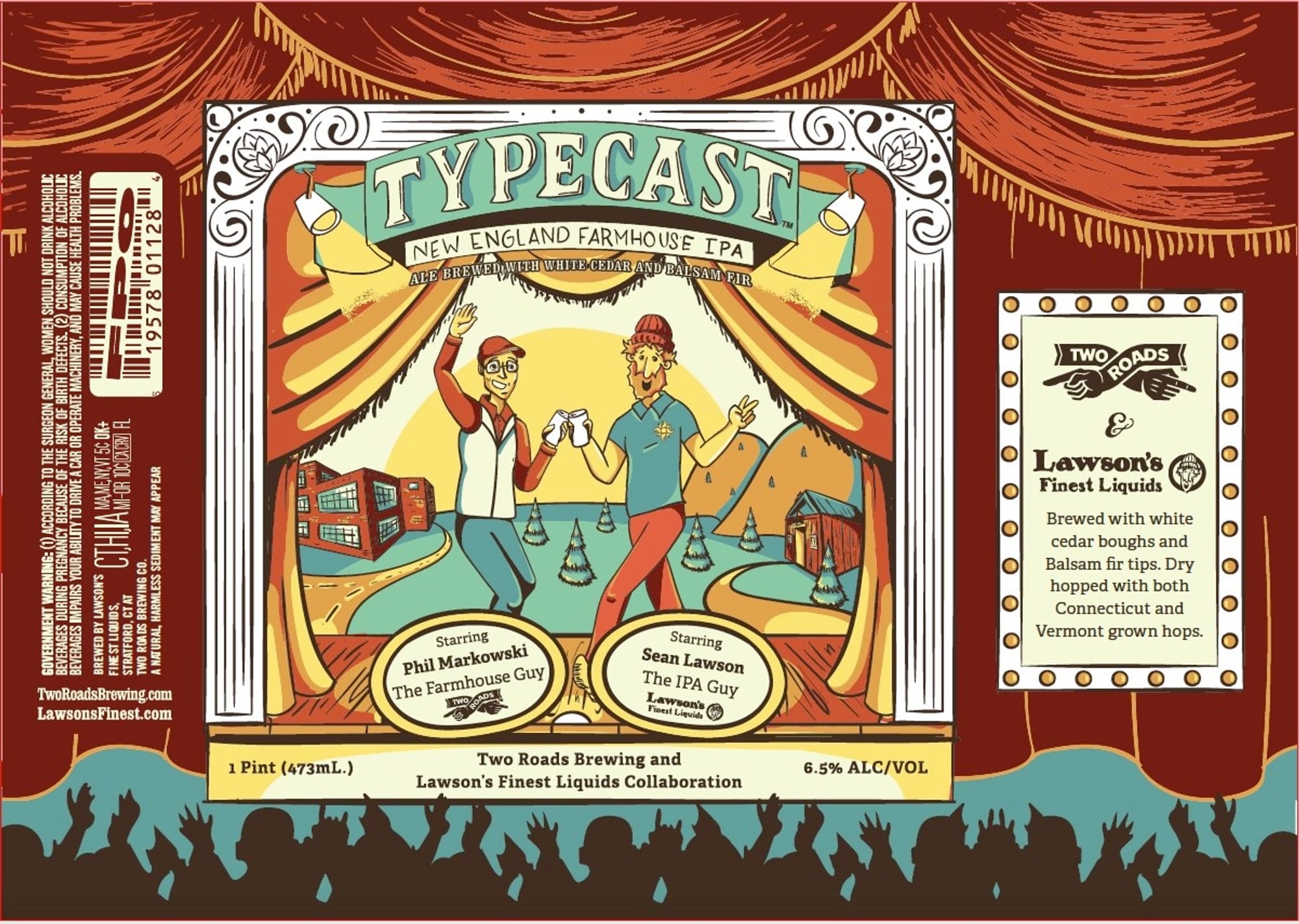 Typecast by Two Roads Brewing & Lawson's Finest Liquids - beer label