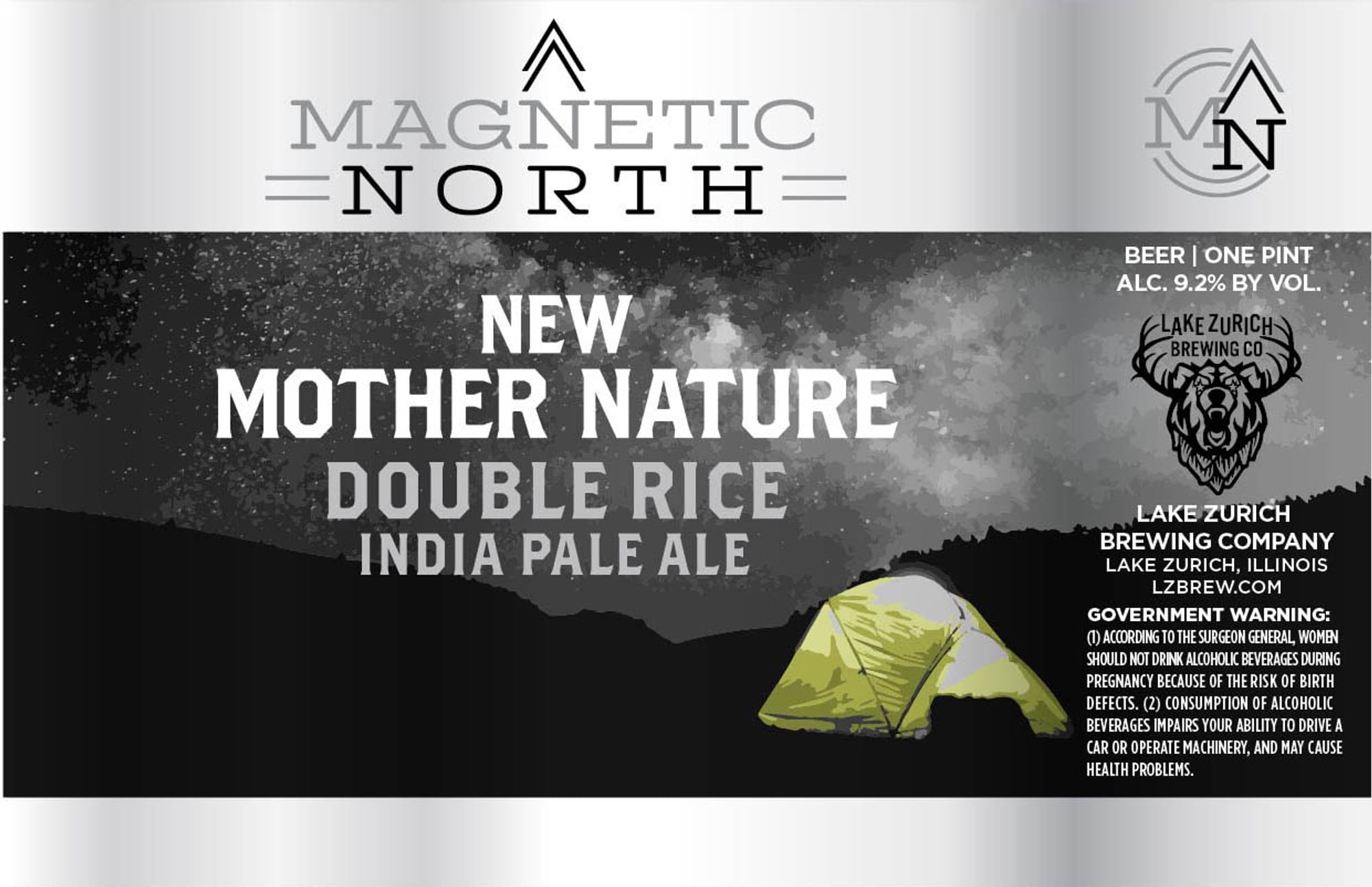 New Mother Nature Double Rice India Pale Ale by Lake Zurich Brewing Co - beer label