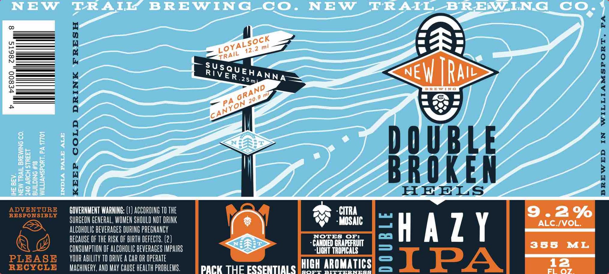 Double Broken Heels by New Trail Brewing - beer label