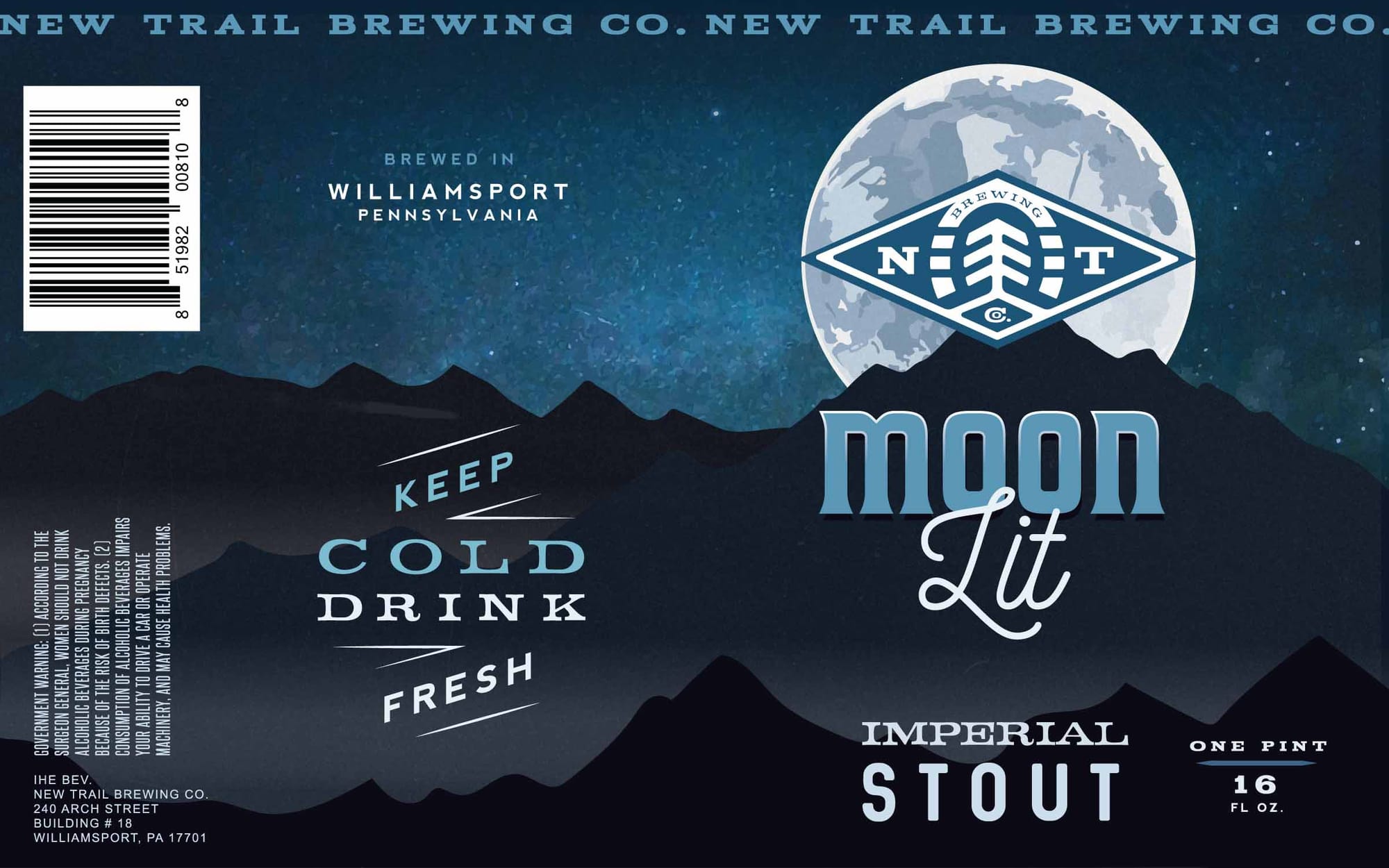 Moon Lit by New Trail Brewing - beer label