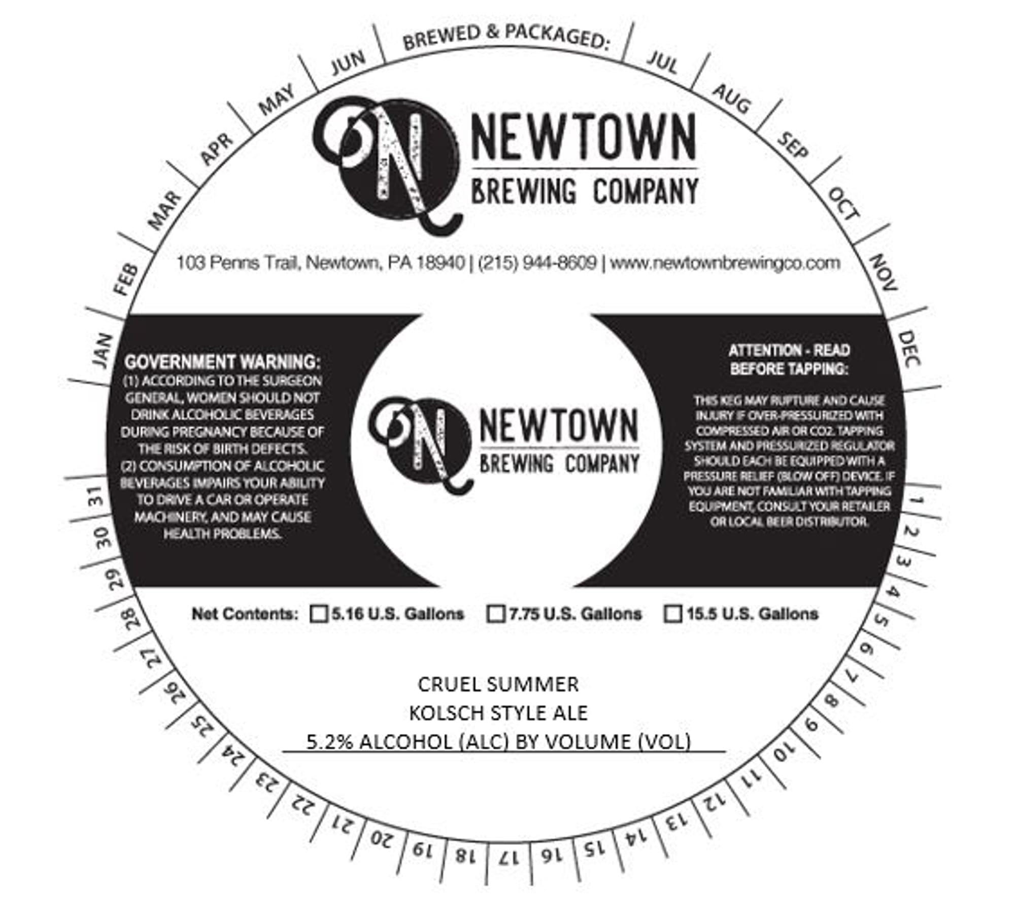 Cruel Summer by Newtown Brewing Company - beer label