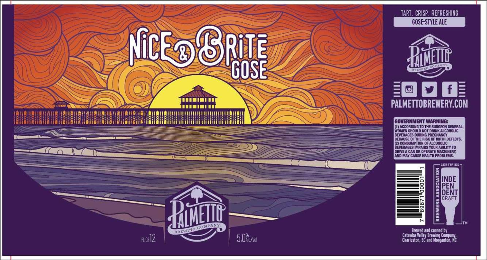 Nice & Brite Gose by Palmetto Brewing Company - beer label