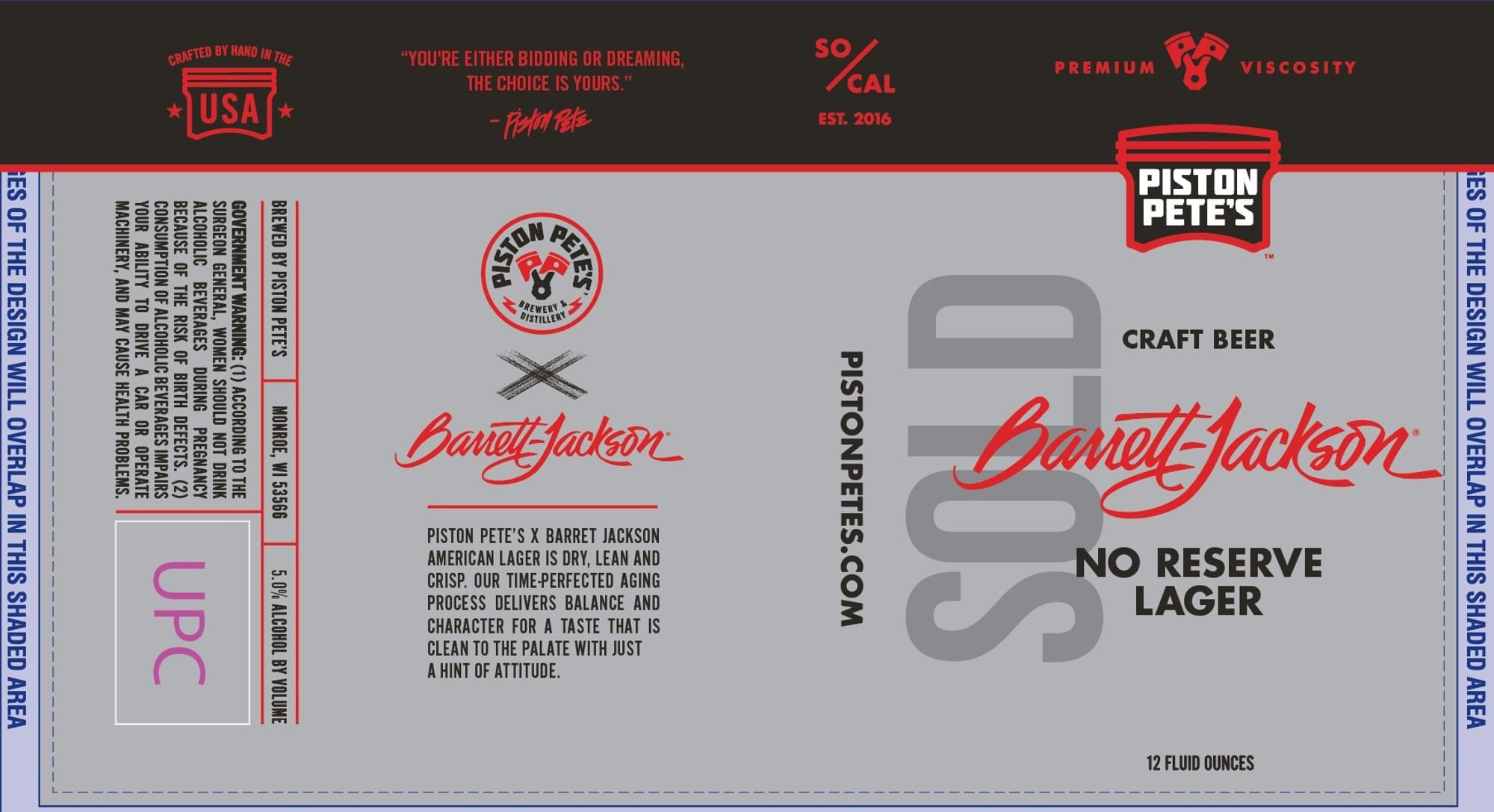 No Reserve Lager by Piston Pete’s Brewery & Distillery - beer label