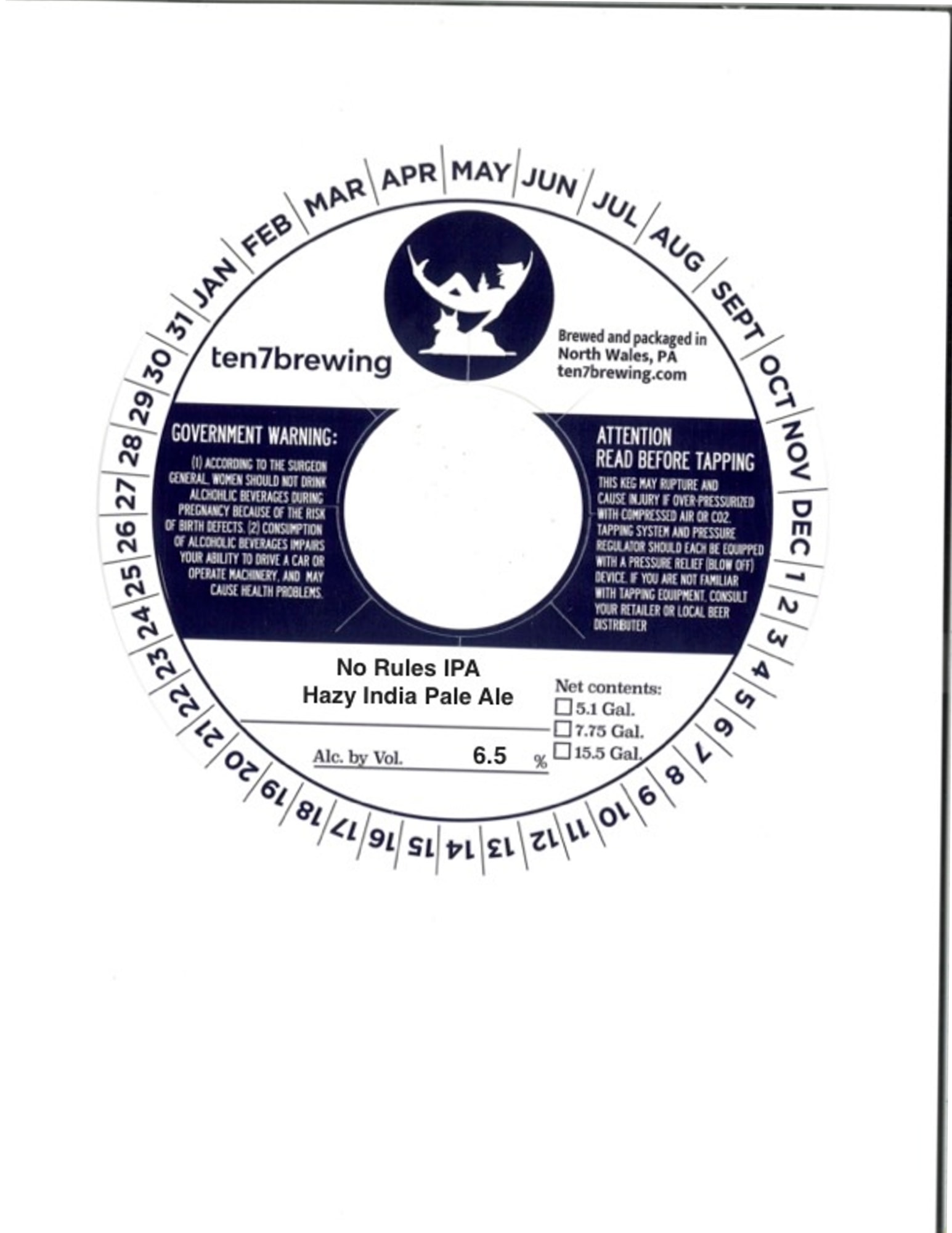 No Rules IPA by ten7 Brewing - beer label
