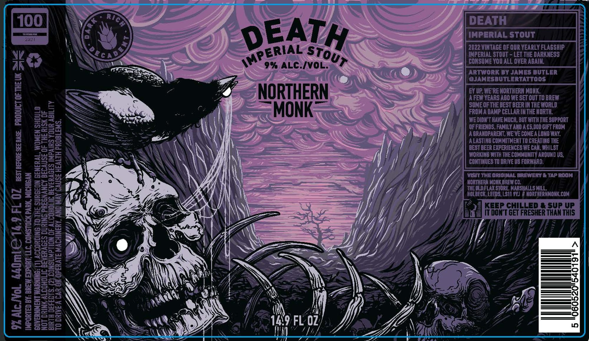 Death Imperial Stout by Northern Monk - beer label