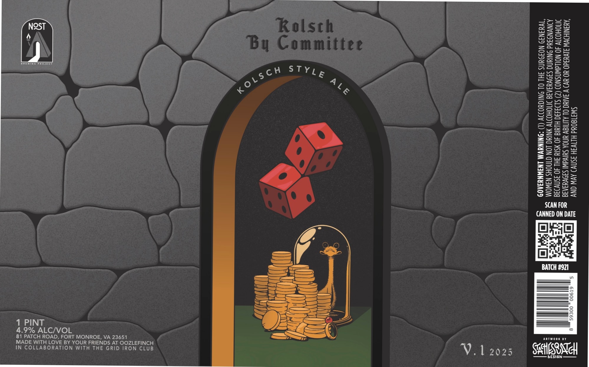 Kolsch By Committee by Nost Brewing Project - beer label
