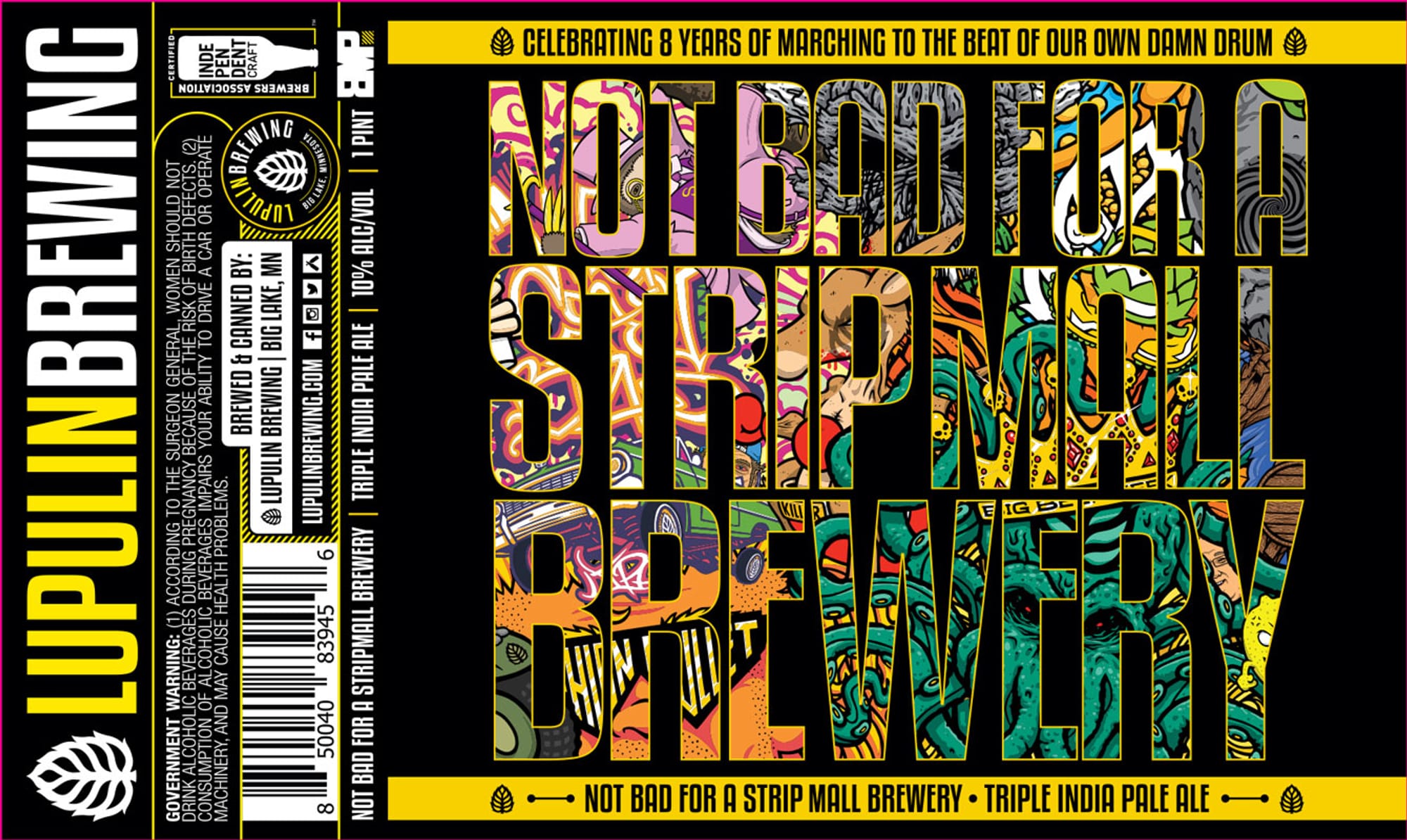 Not Bad for a Strip Mall Brewery by Lupulin Brewing - beer label